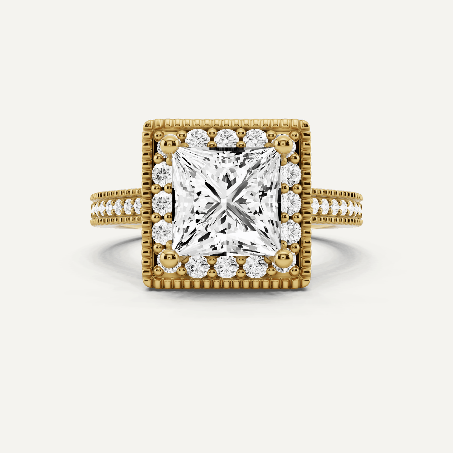 2 3/8 ctw Princess Diamond Side Stone Engagement Ring - Lotus Diamond