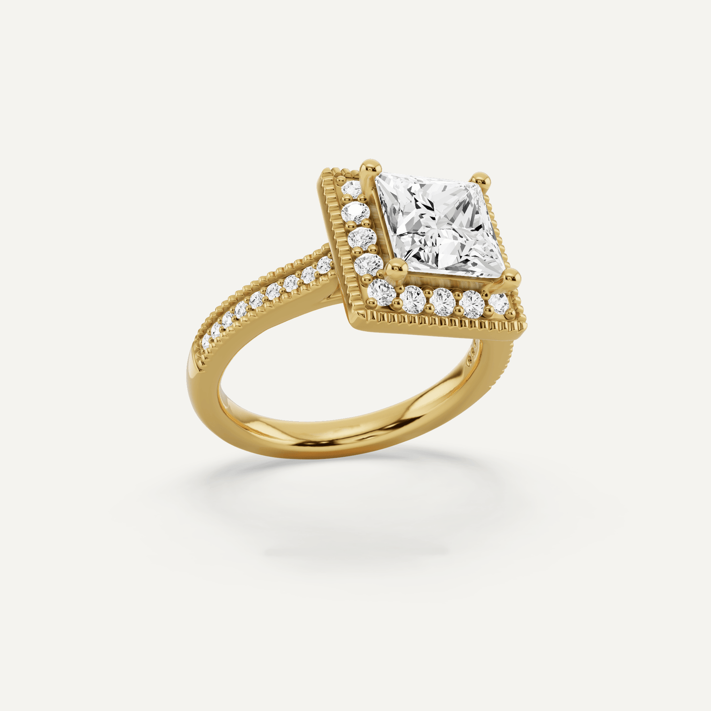 2 3/8 ctw Princess Diamond Side Stone Engagement Ring - Lotus Diamond