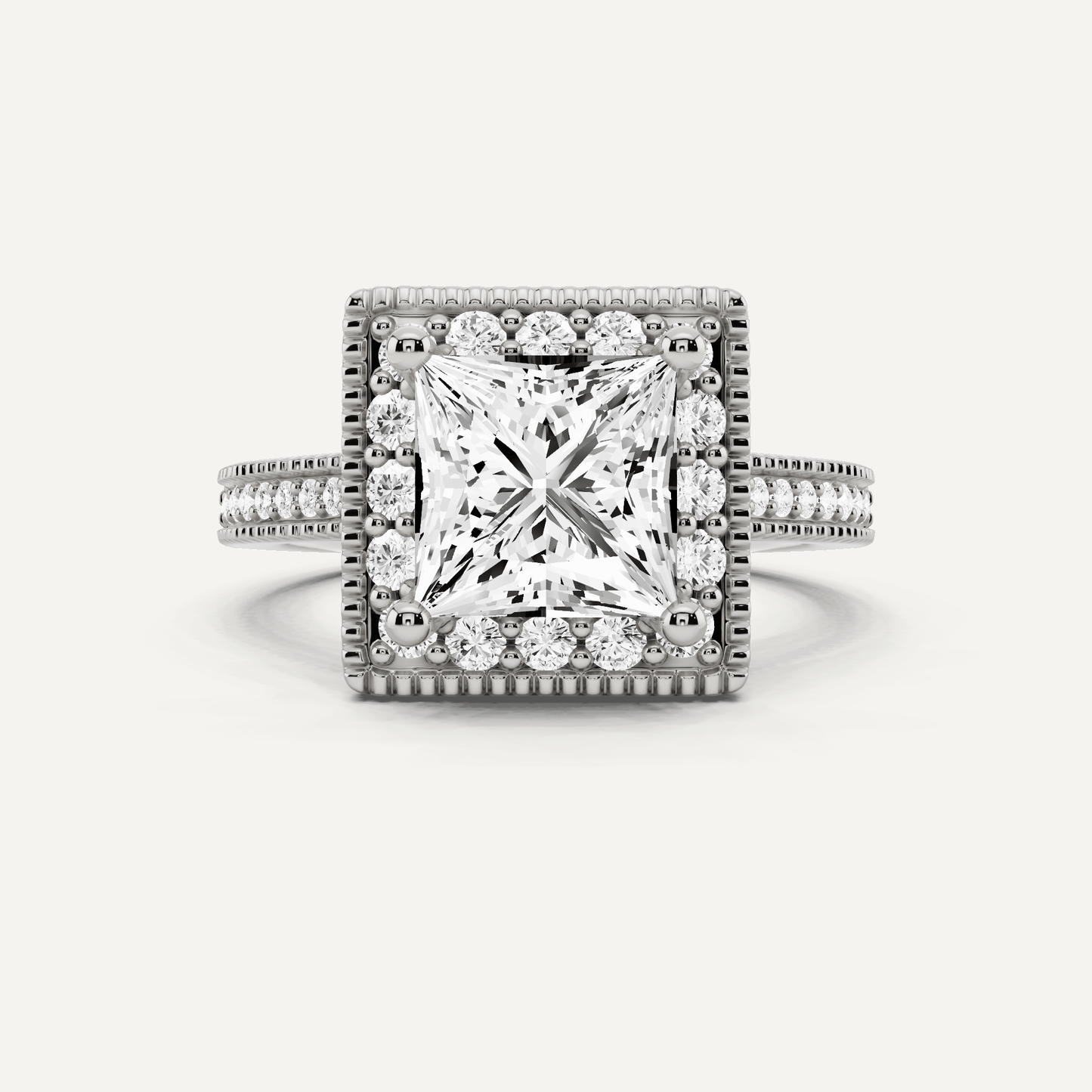 2 3/8 ctw Princess Diamond Side Stone Engagement Ring - Lotus Diamond