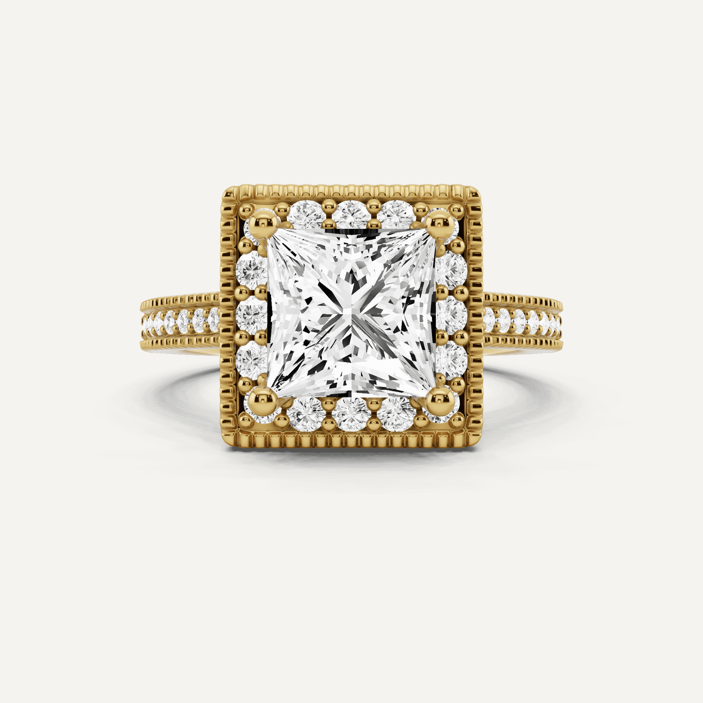 2 3/8 ctw Princess Diamond Side Stone Engagement Ring - Lotus Diamond