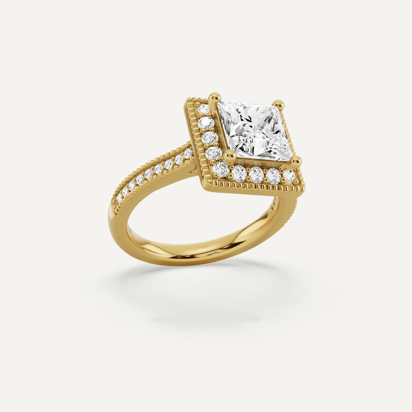 2 3/8 ctw Princess Diamond Side Stone Engagement Ring - Lotus Diamond
