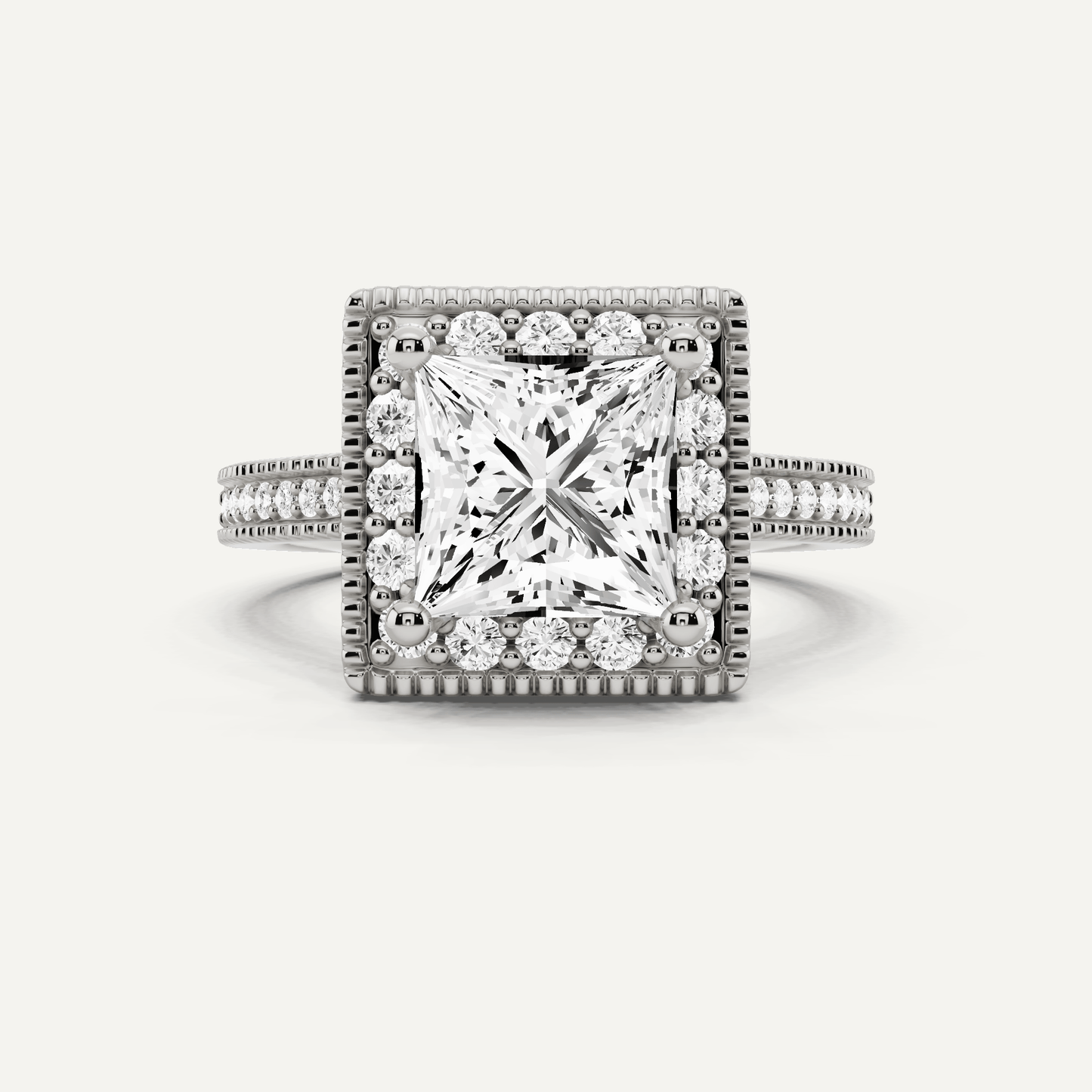 2 3/8 ctw Princess Diamond Side Stone Engagement Ring - Lotus Diamond