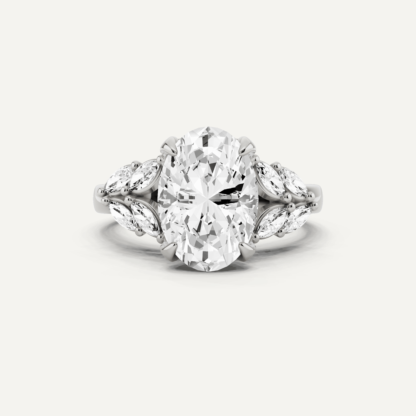 2 5/8 ctw Oval Diamond Side Stone Engagement Ring - Lotus Diamond