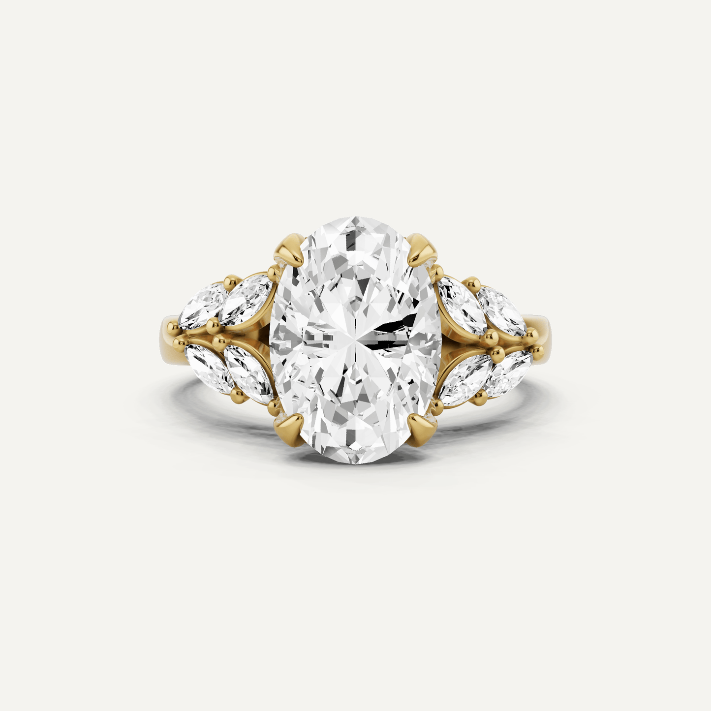 2 5/8 ctw Oval Diamond Side Stone Engagement Ring - Lotus Diamond