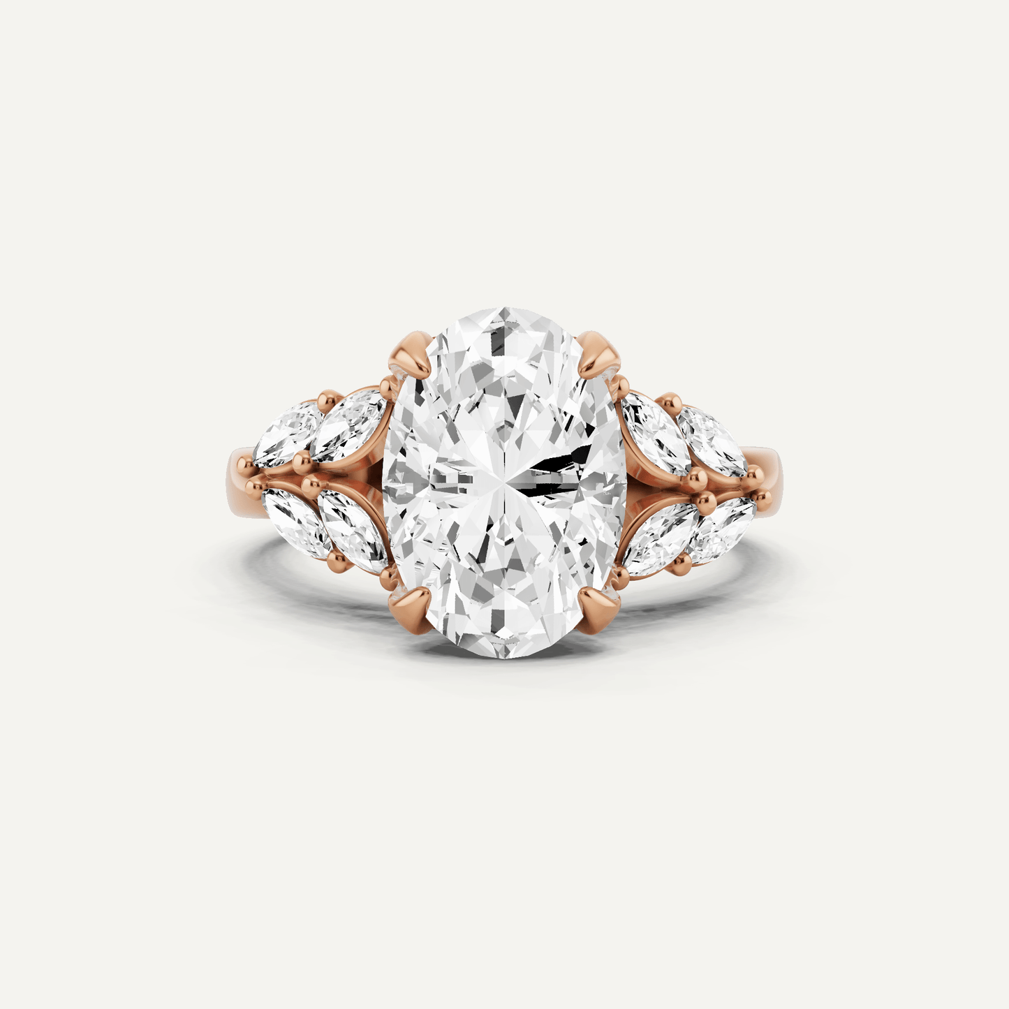 2 5/8 ctw Oval Diamond Side Stone Engagement Ring - Lotus Diamond