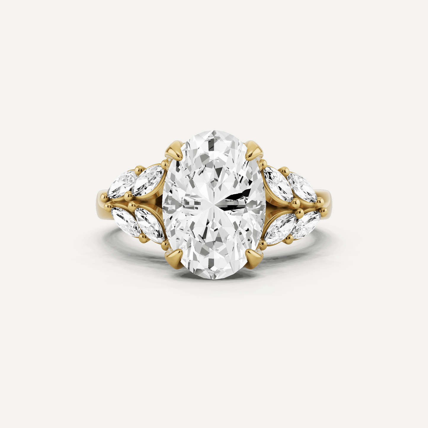 2 5/8 ctw Oval Diamond Side Stone Engagement Ring - Lotus Diamond