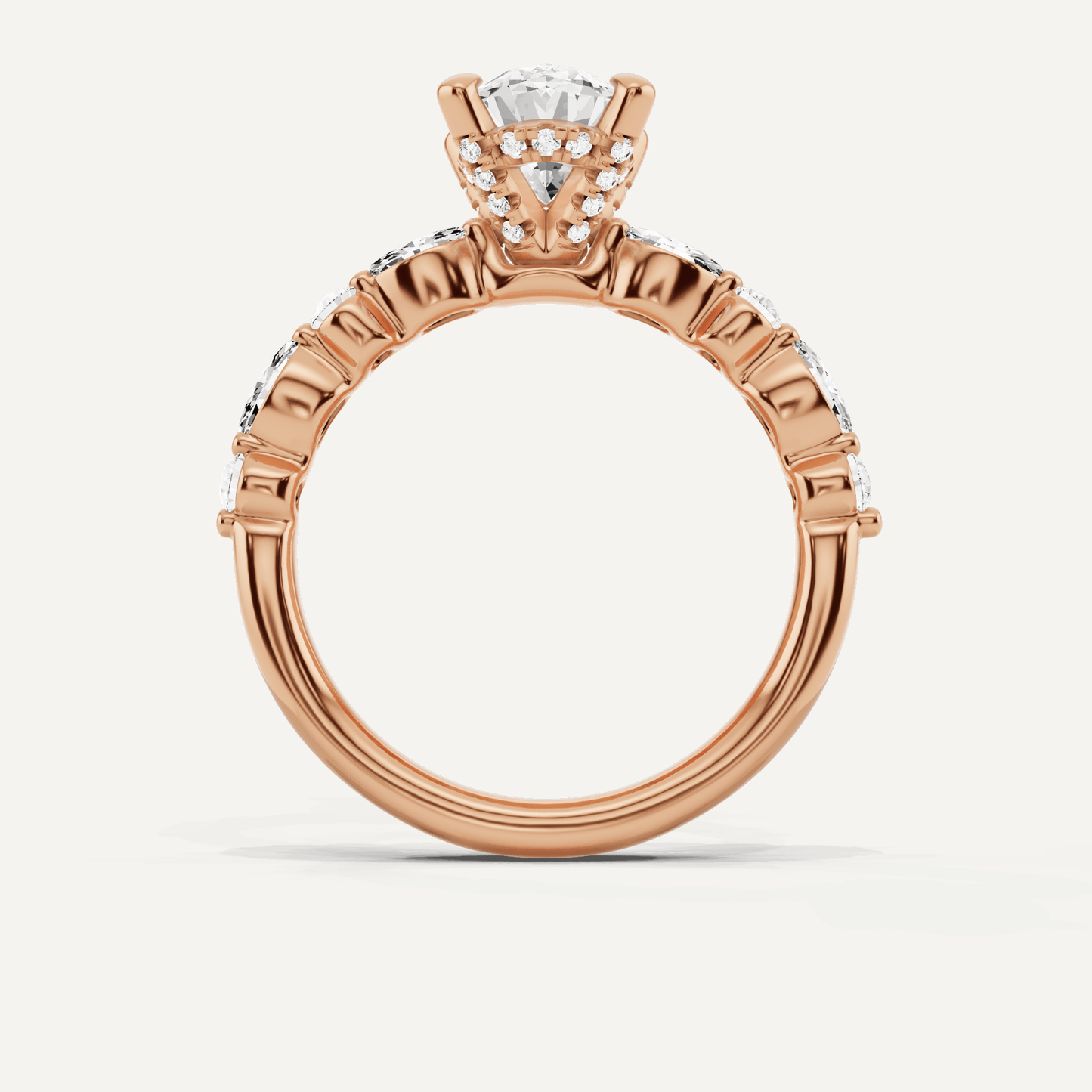 2 ctw Oval Diamond Hidden Halo Accent Engagement Ring - Lotus Diamond