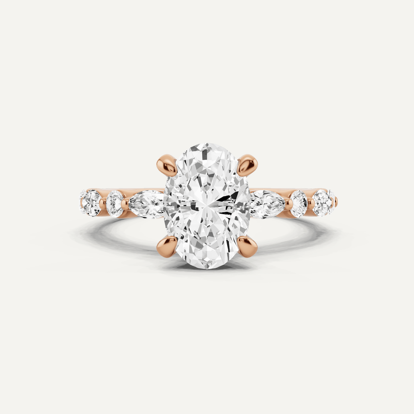 2 ctw Oval Diamond Hidden Halo Accent Engagement Ring - Lotus Diamond