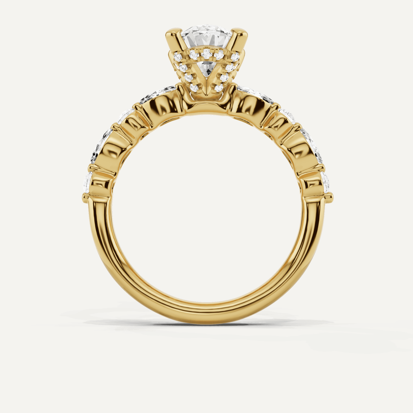 2 ctw Oval Diamond Hidden Halo Accent Engagement Ring - Lotus Diamond