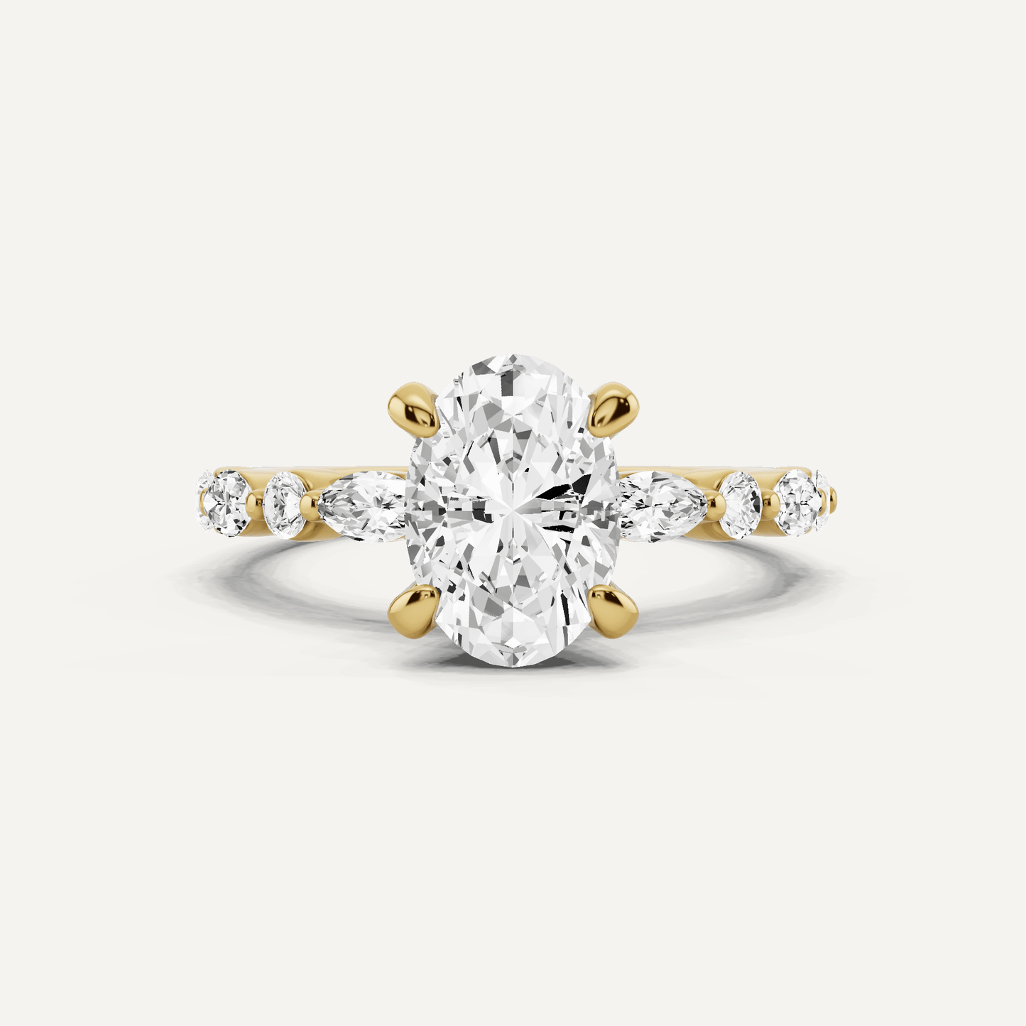 2 ctw Oval Diamond Hidden Halo Accent Engagement Ring - Lotus Diamond