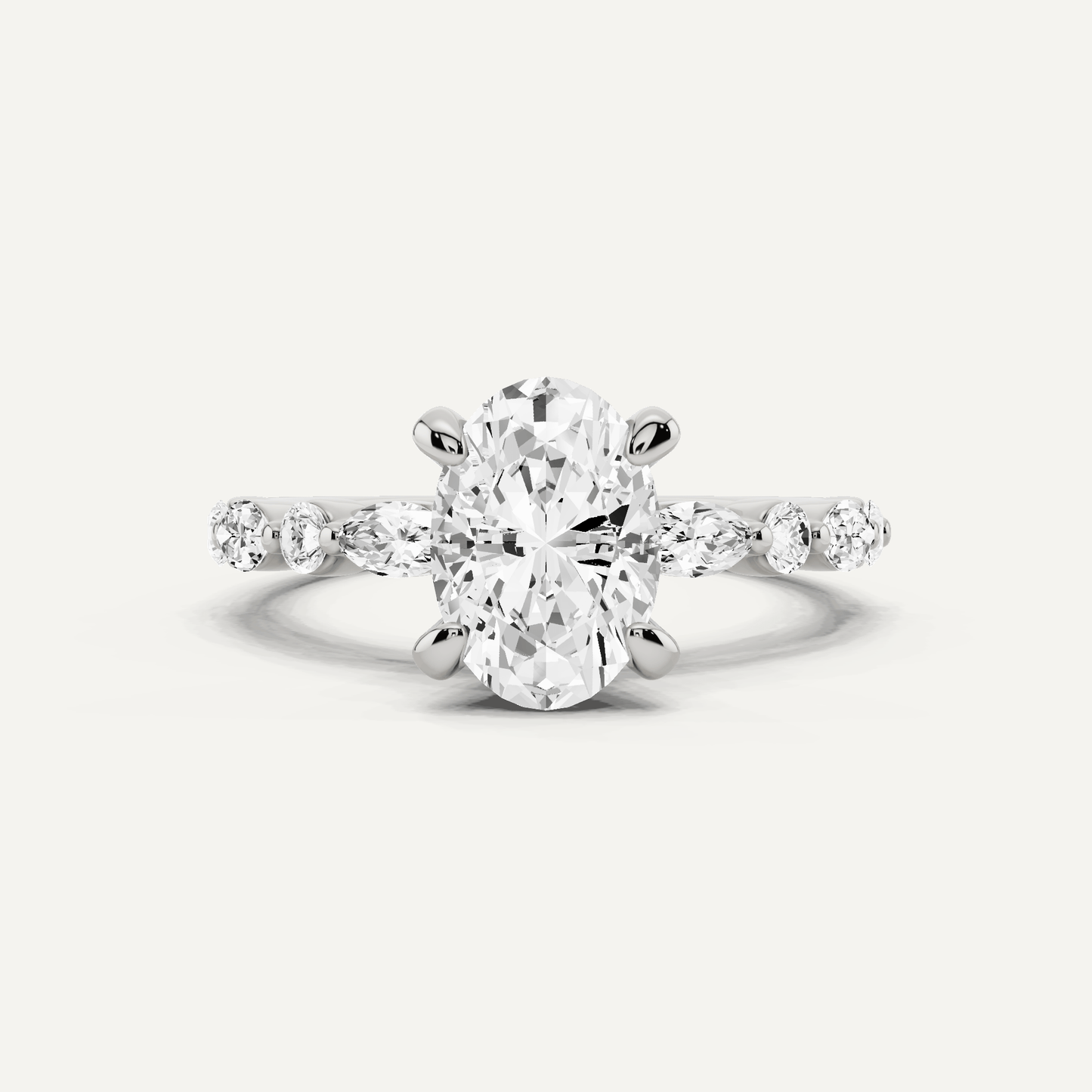2 ctw Oval Diamond Hidden Halo Accent Engagement Ring - Lotus Diamond