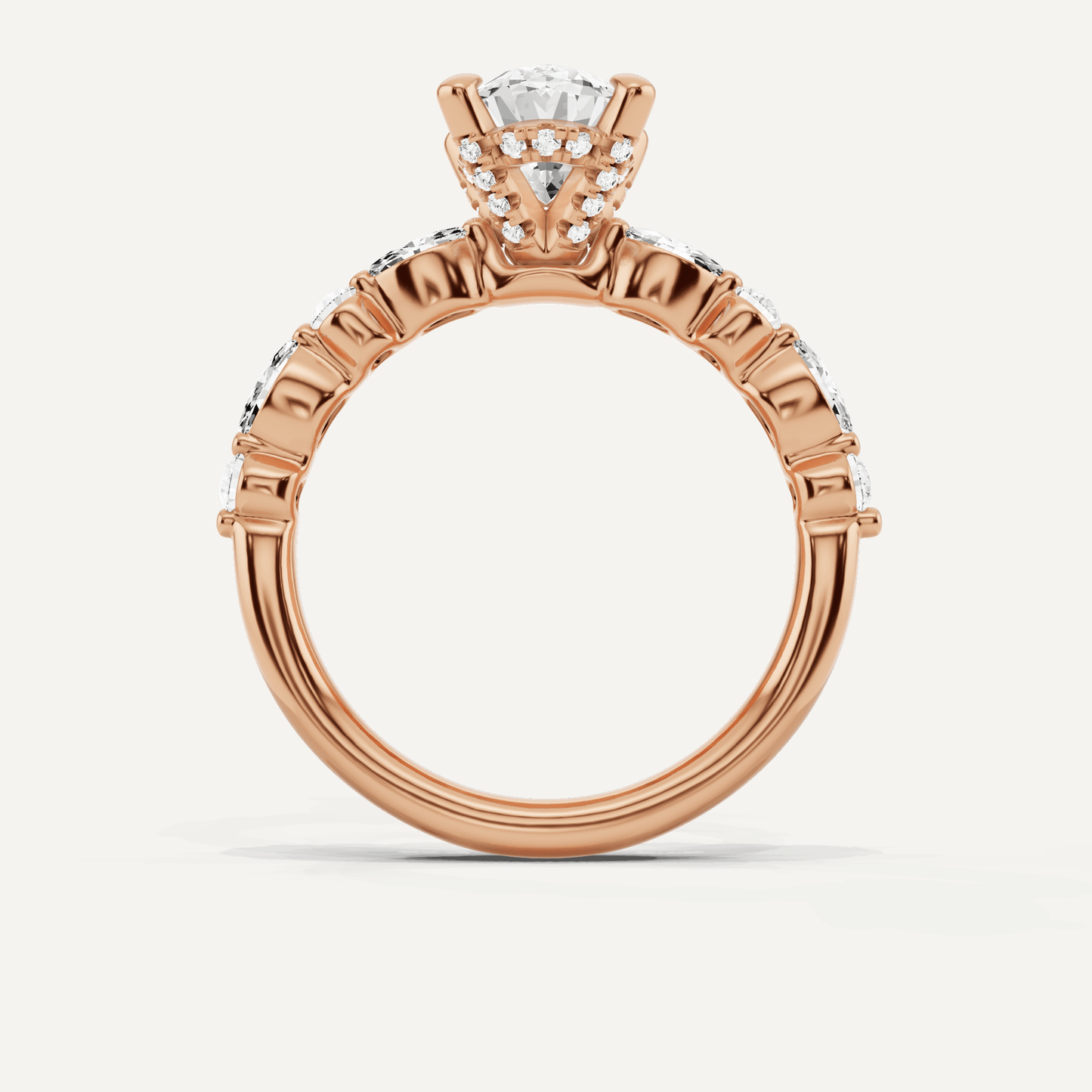 2 ctw Oval Diamond Hidden Halo Accent Engagement Ring - Lotus Diamond