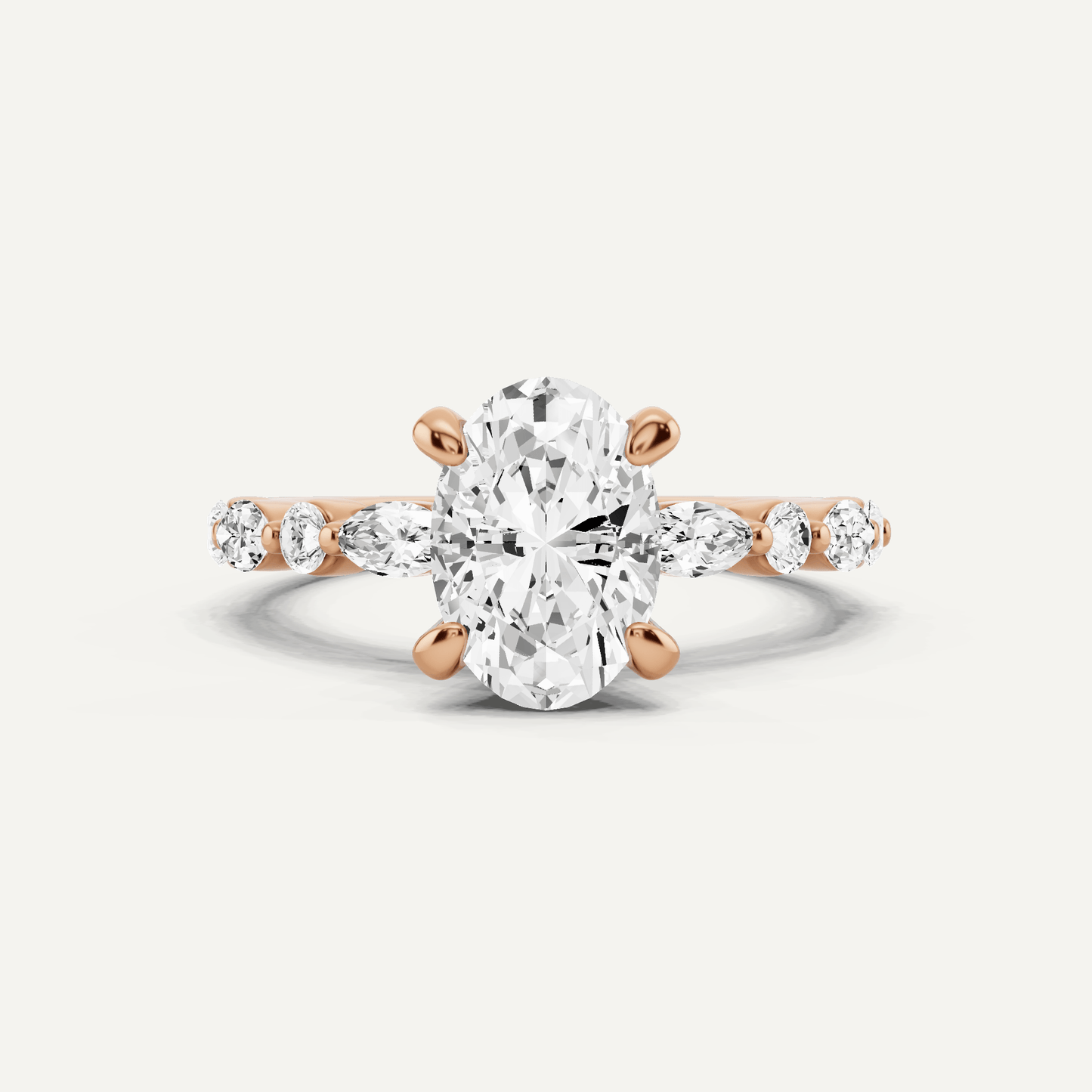 2 ctw Oval Diamond Hidden Halo Accent Engagement Ring - Lotus Diamond