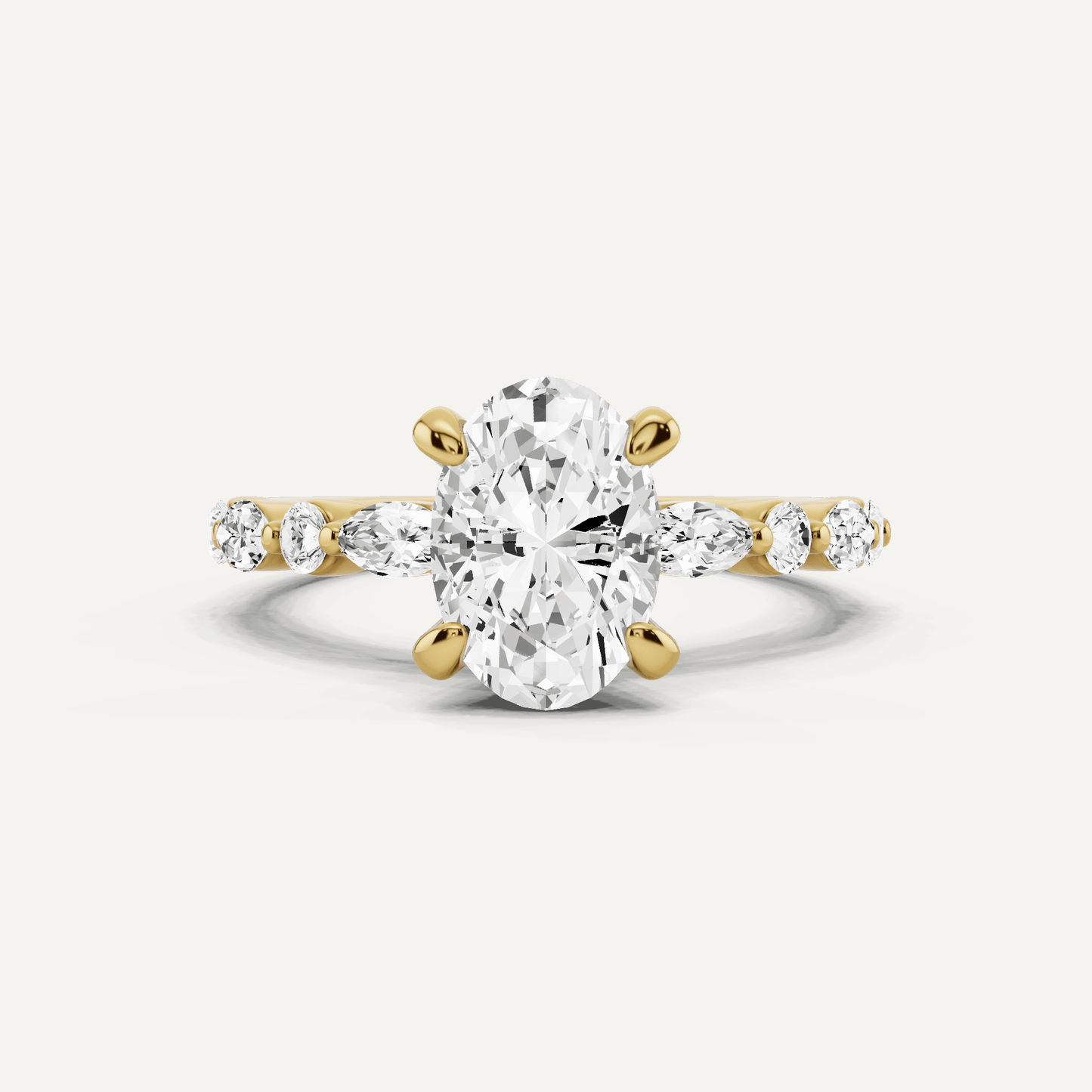 2 ctw Oval Diamond Hidden Halo Accent Engagement Ring - Lotus Diamond