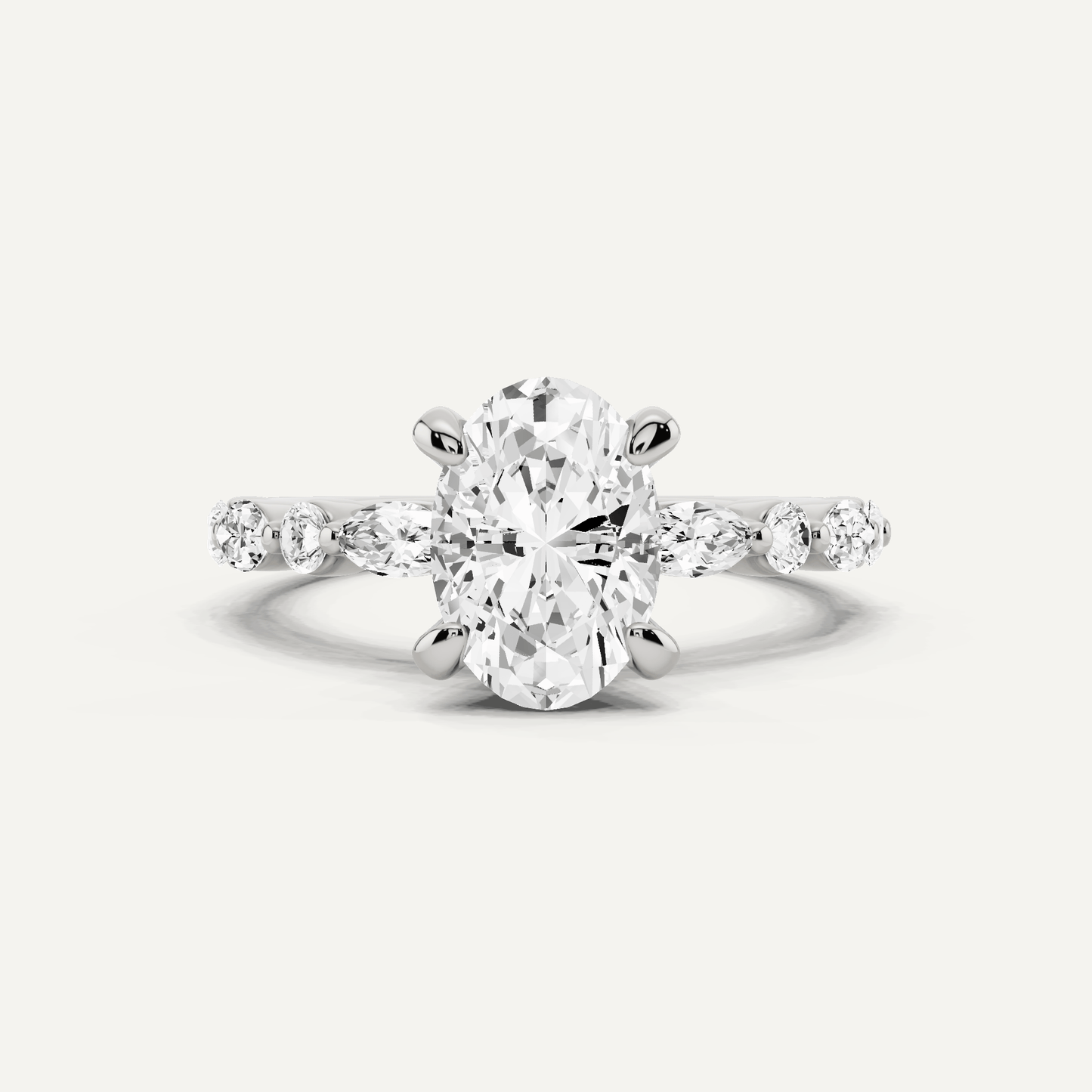 2 ctw Oval Diamond Hidden Halo Accent Engagement Ring - Lotus Diamond