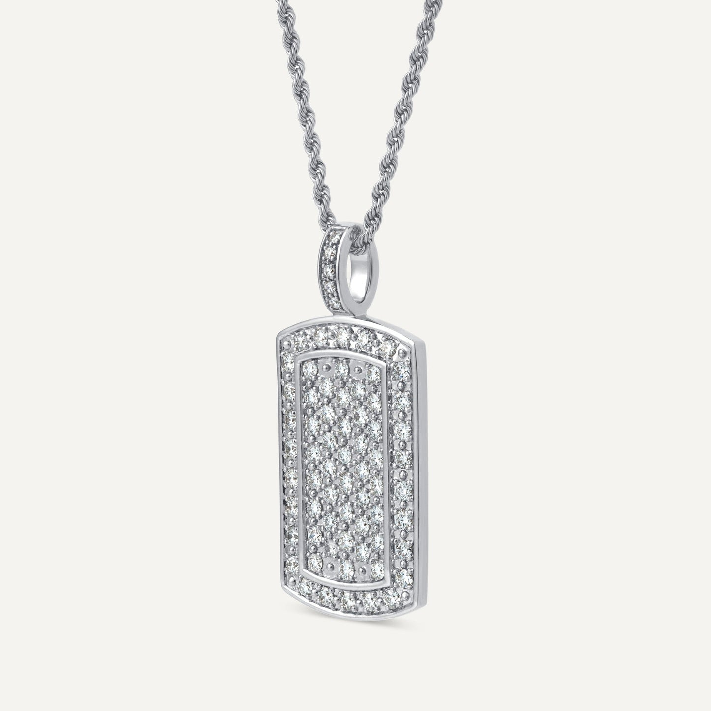 2 ctw Round Diamond Dog Tag Pendant - Lotus Diamond