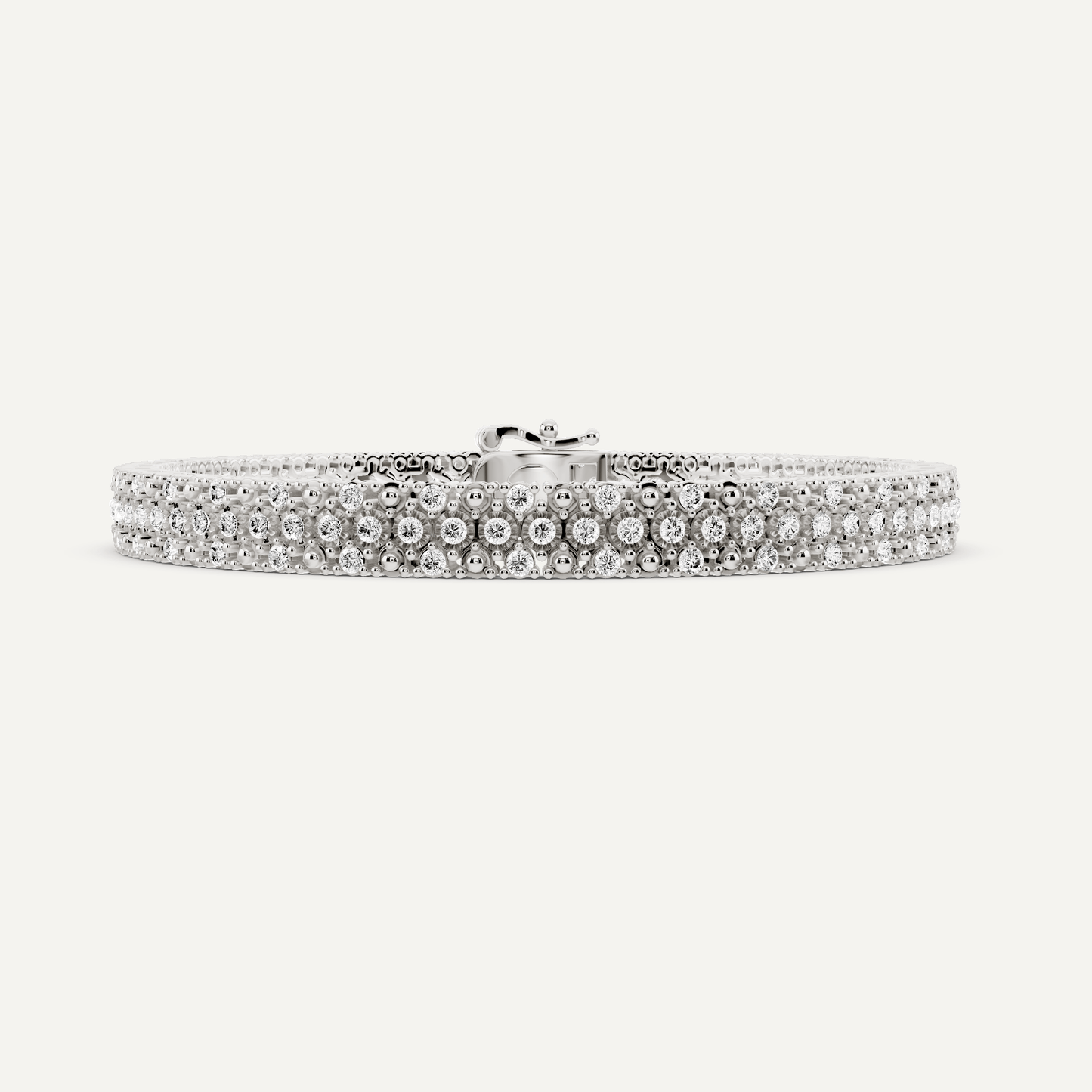 2 ctw Round Diamond Miracle Set Three Row Fashion Bracelet - Lotus Diamond