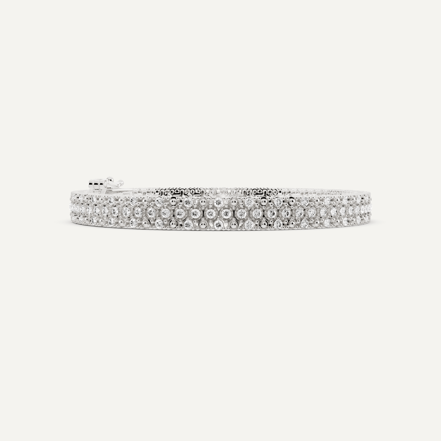 2 ctw Round Diamond Miracle Set Three Row Fashion Bracelet - Lotus Diamond