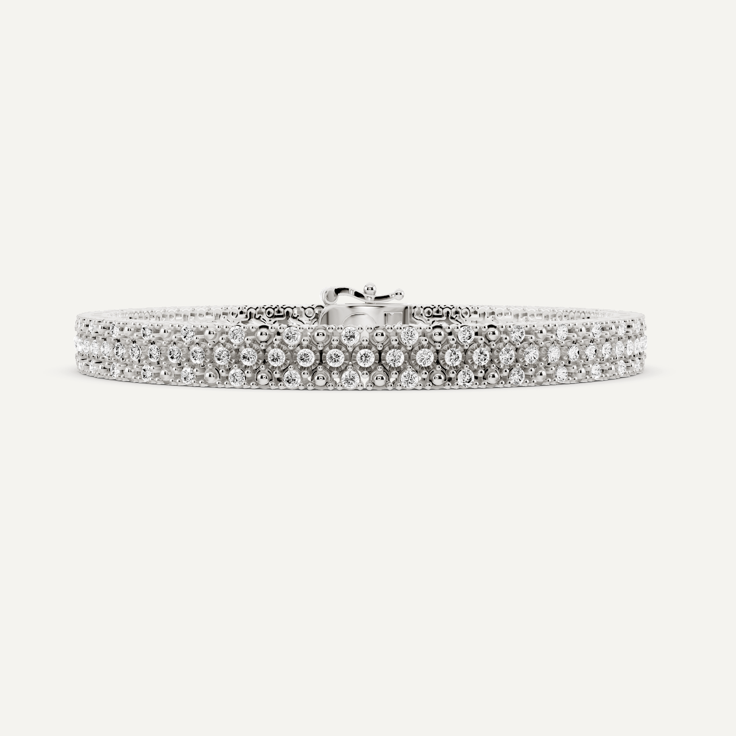2 ctw Round Diamond Miracle Set Three Row Fashion Bracelet - Lotus Diamond