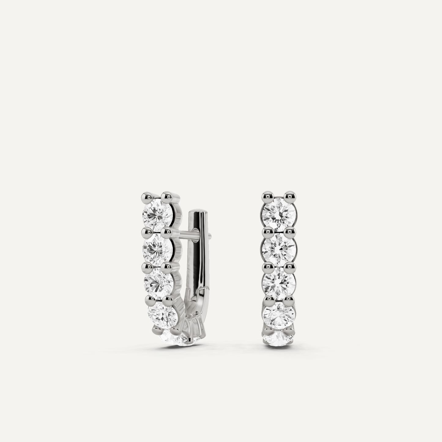 2 ctw Round Diamond Prong Set Huggie Hoop Earrings - Lotus Diamond