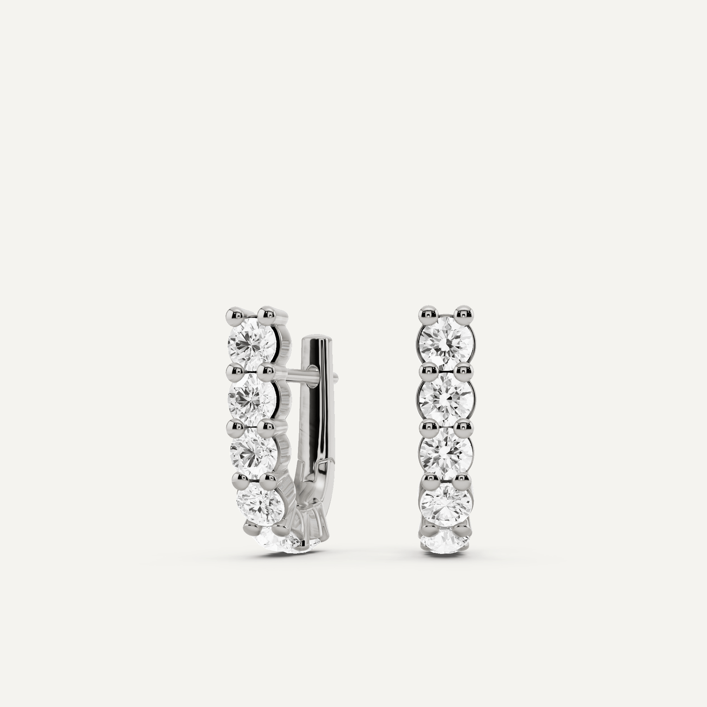 2 ctw Round Diamond Prong Set Huggie Hoop Earrings - Lotus Diamond