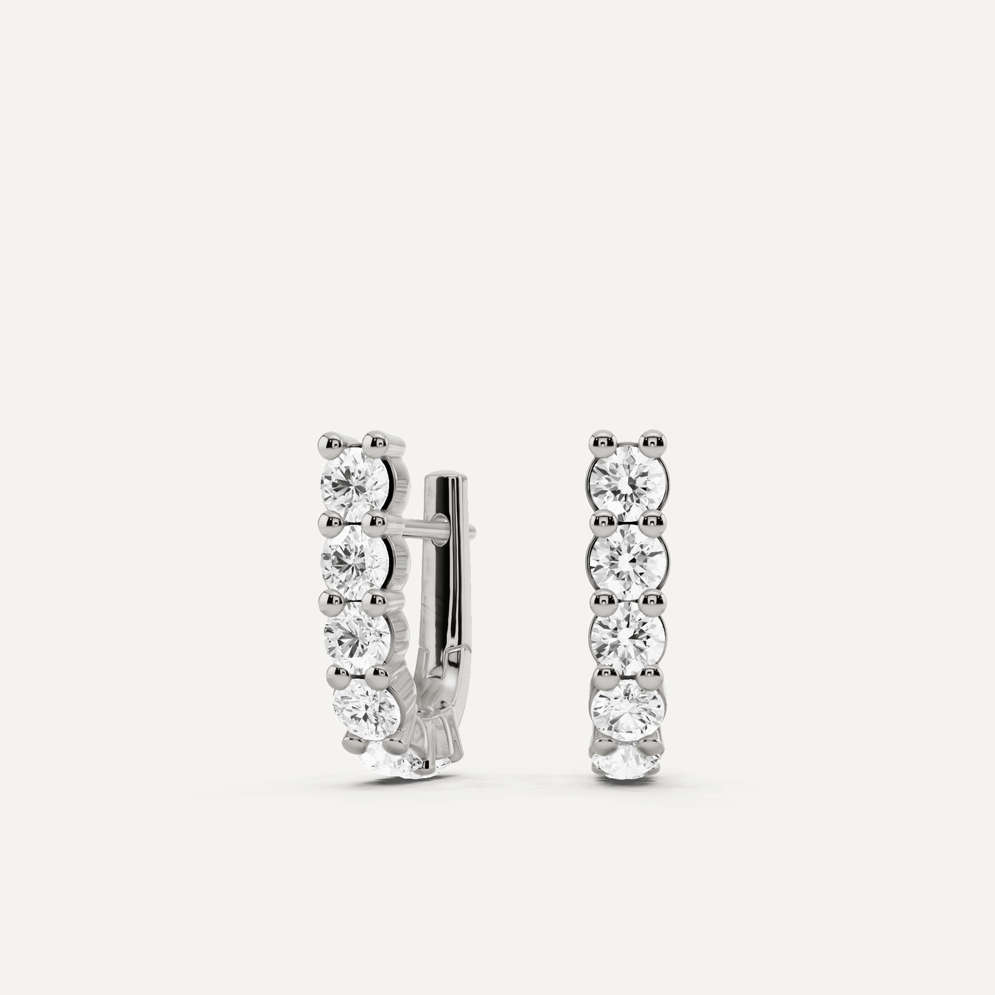 2 ctw Round Diamond Prong Set Huggie Hoop Earrings - Lotus Diamond