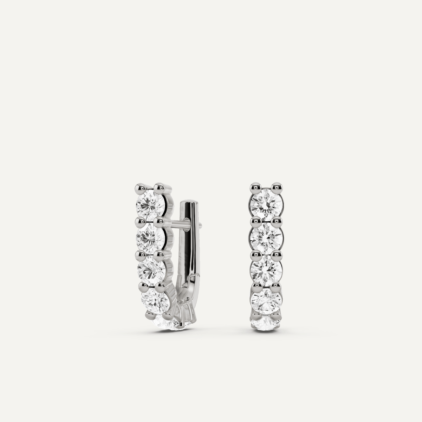 2 ctw Round Diamond Prong Set Huggie Hoop Earrings - Lotus Diamond