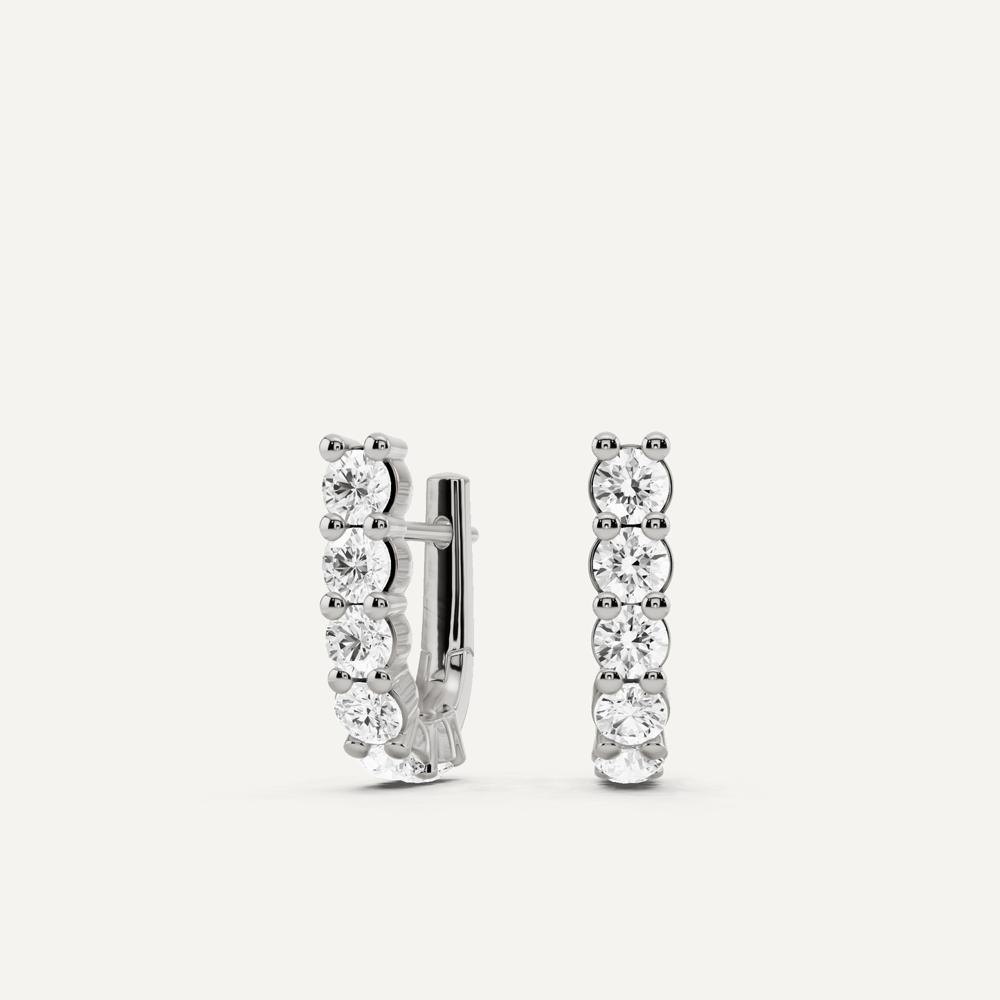 2 ctw Round Diamond Prong Set Huggie Hoop Earrings - Lotus Diamond