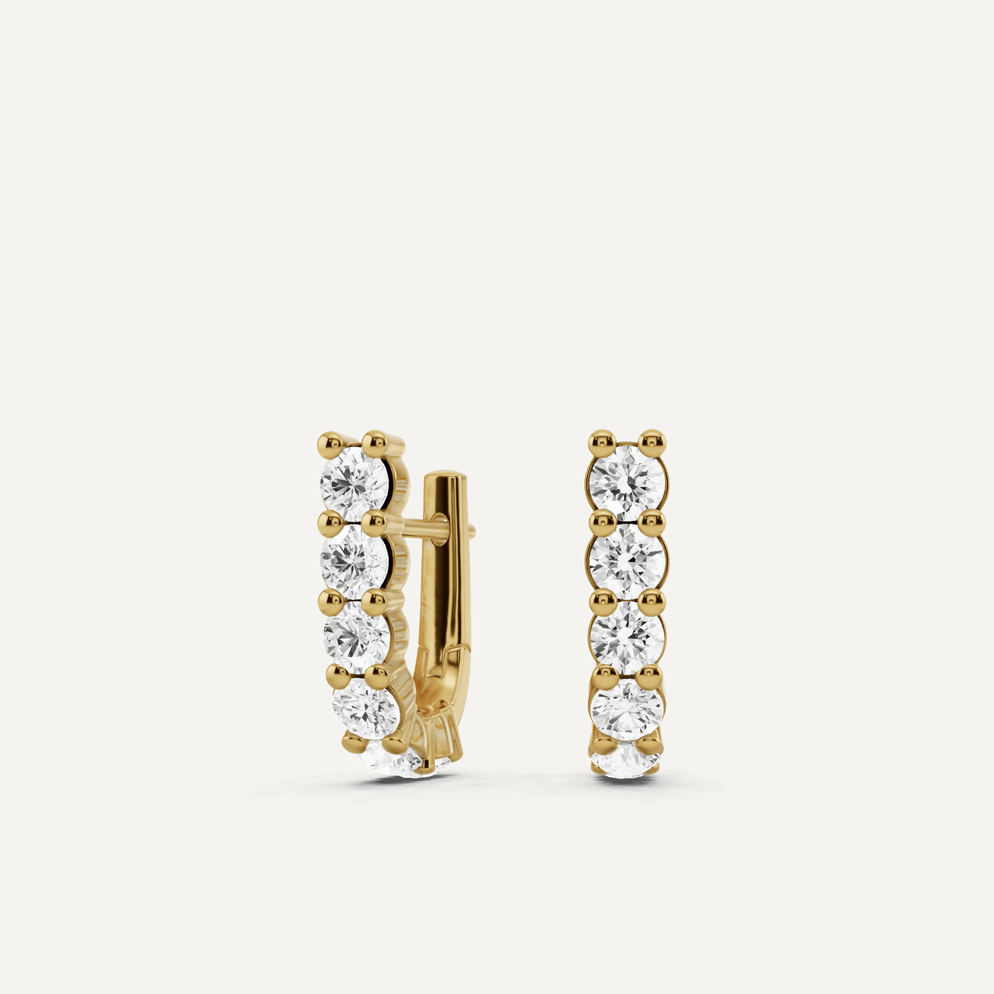 2 ctw Round Diamond Prong Set Huggie Hoop Earrings - Lotus Diamond