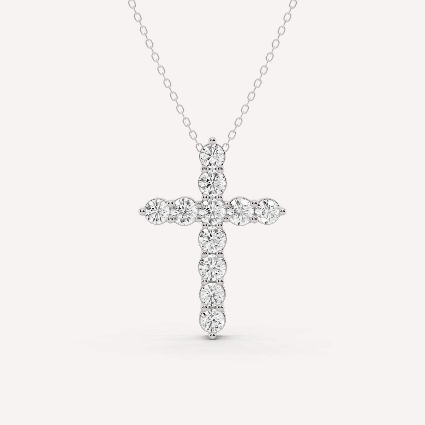 2 ctw Round Diamond Shared Prong Cross Pendant - Lotus Diamond