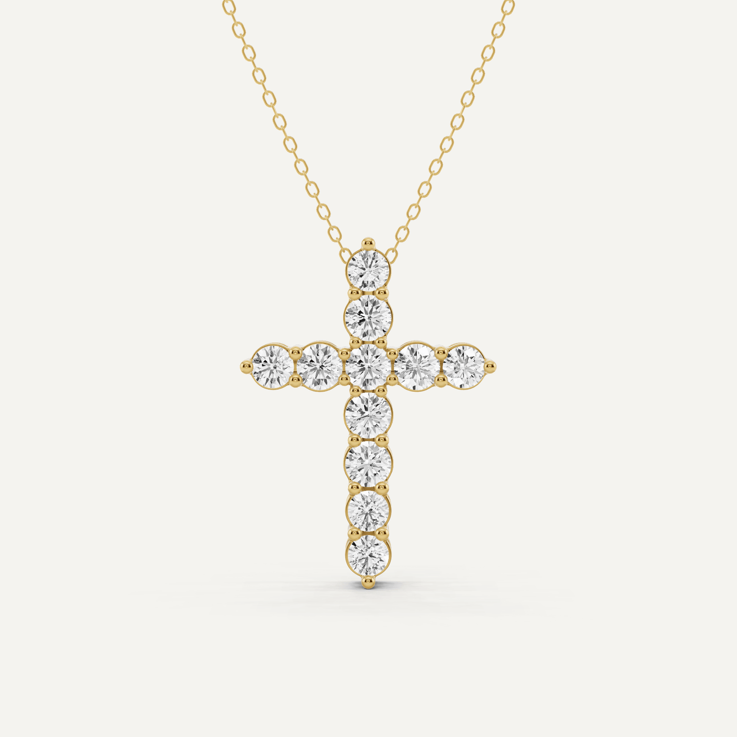 2 ctw Round Diamond Shared Prong Cross Pendant - Lotus Diamond
