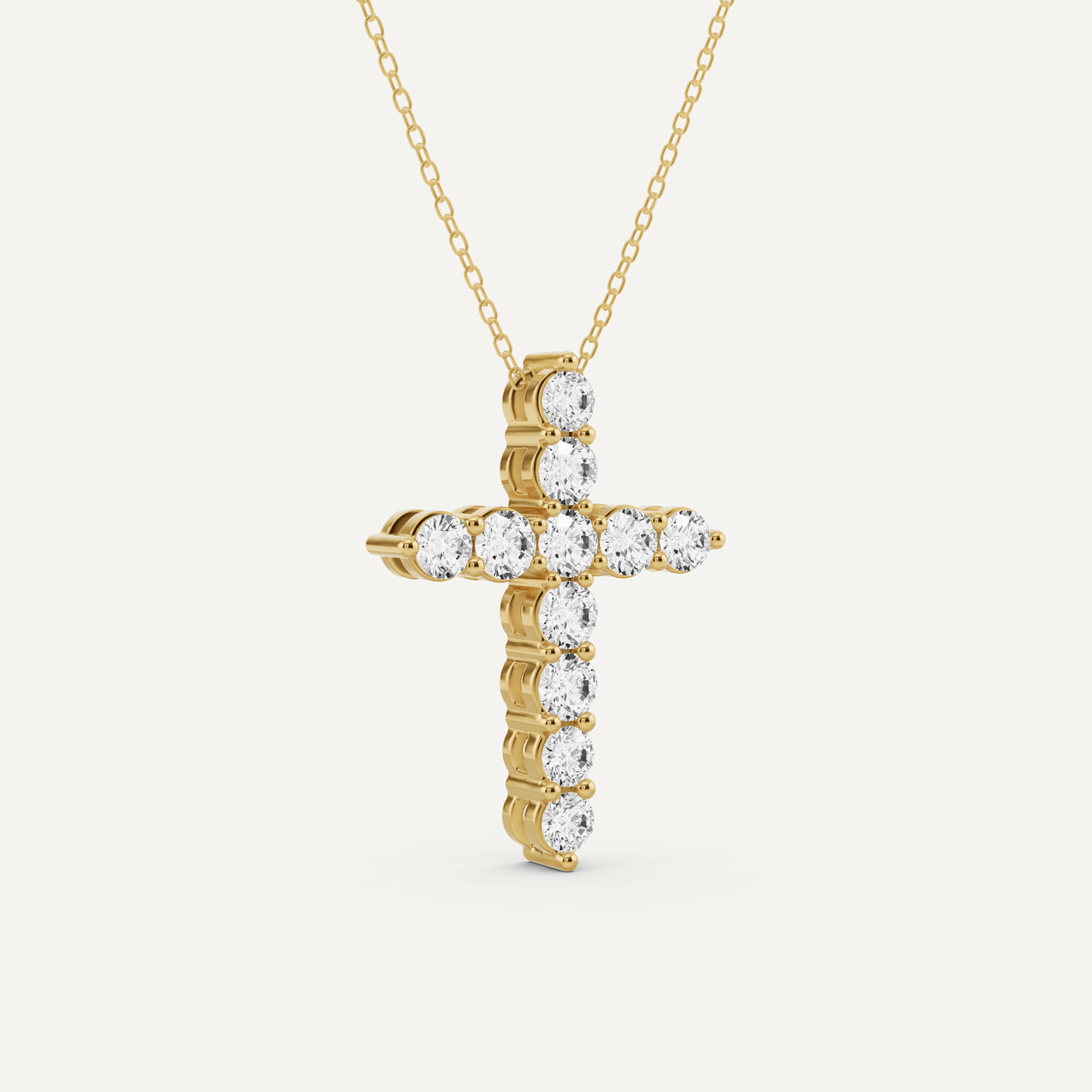 2 ctw Round Diamond Shared Prong Cross Pendant - Lotus Diamond