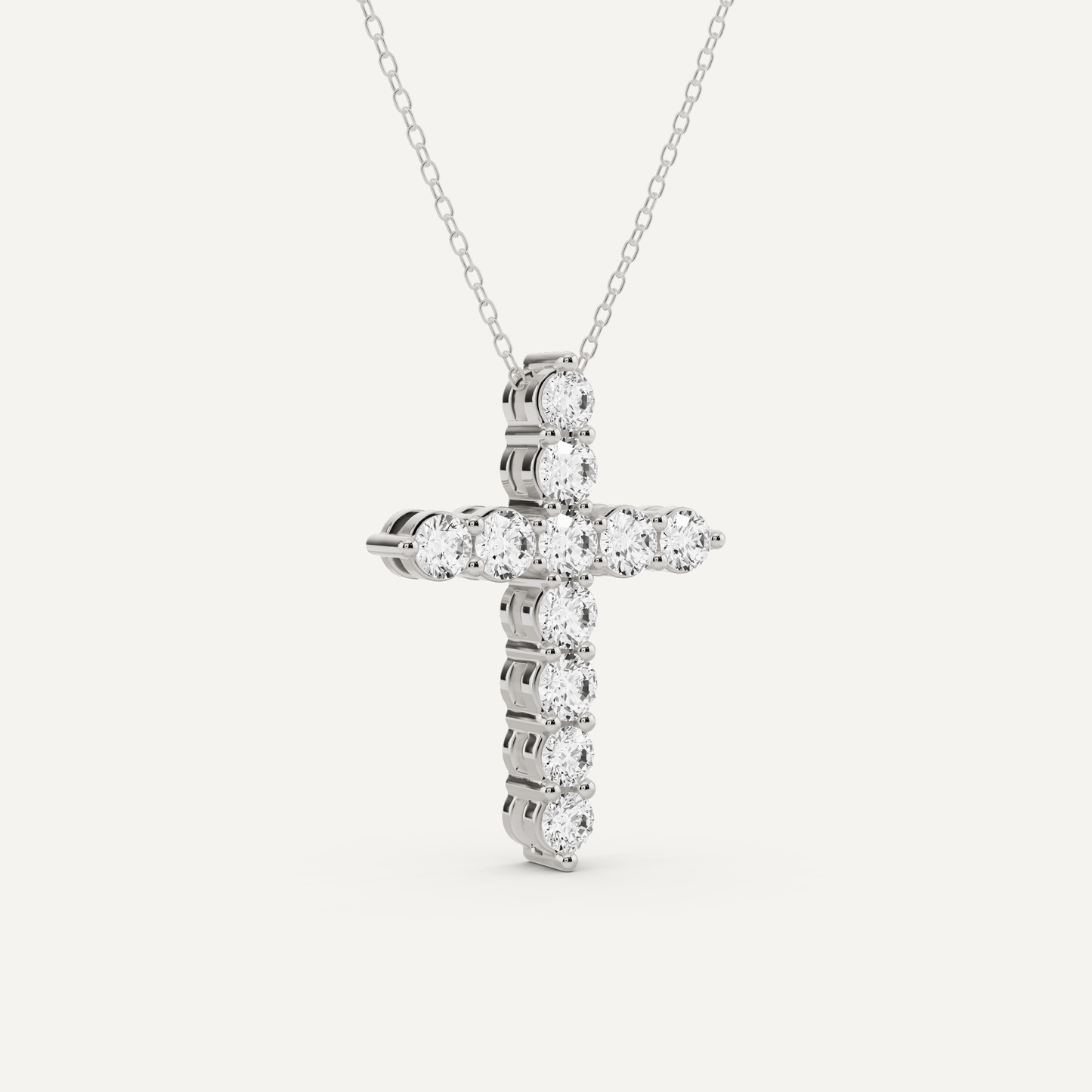 2 ctw Round Diamond Shared Prong Cross Pendant - Lotus Diamond
