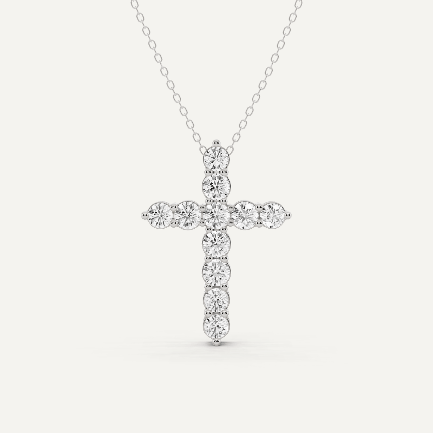 2 ctw Round Diamond Shared Prong Cross Pendant - Lotus Diamond