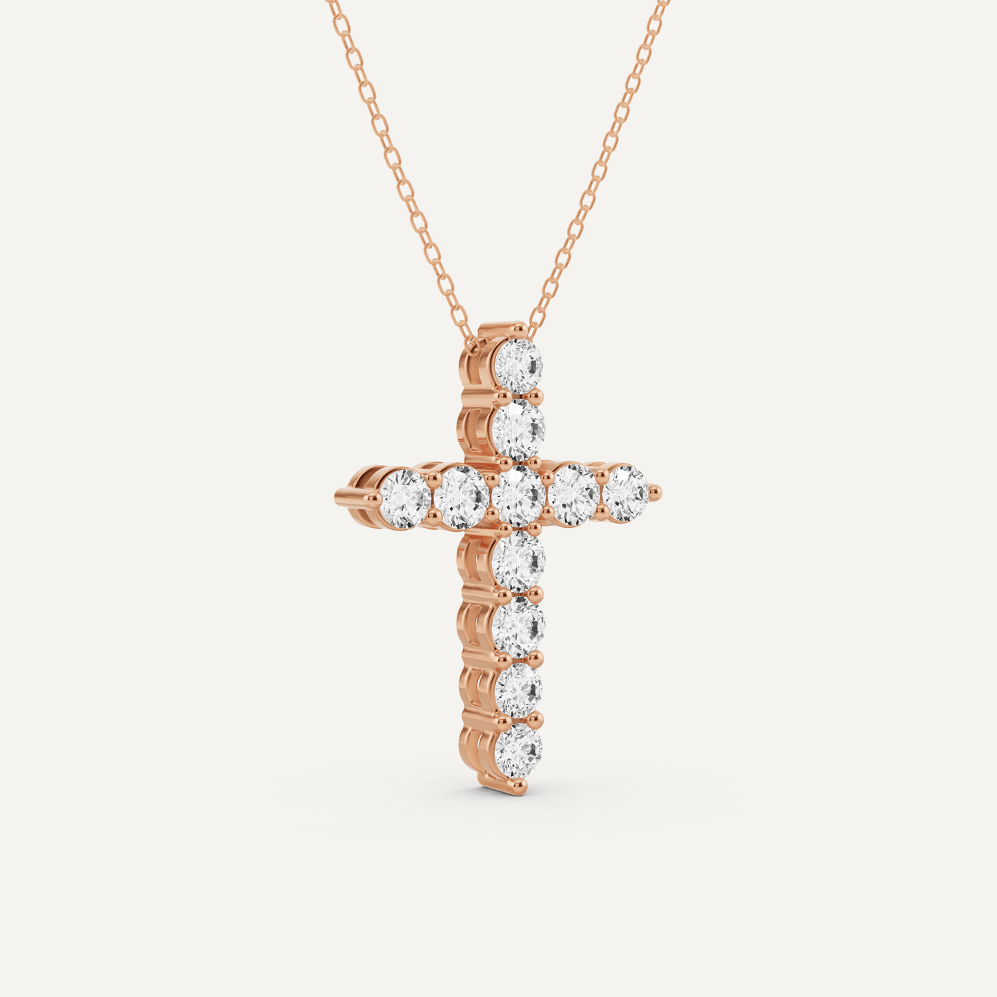 2 ctw Round Diamond Shared Prong Cross Pendant - Lotus Diamond