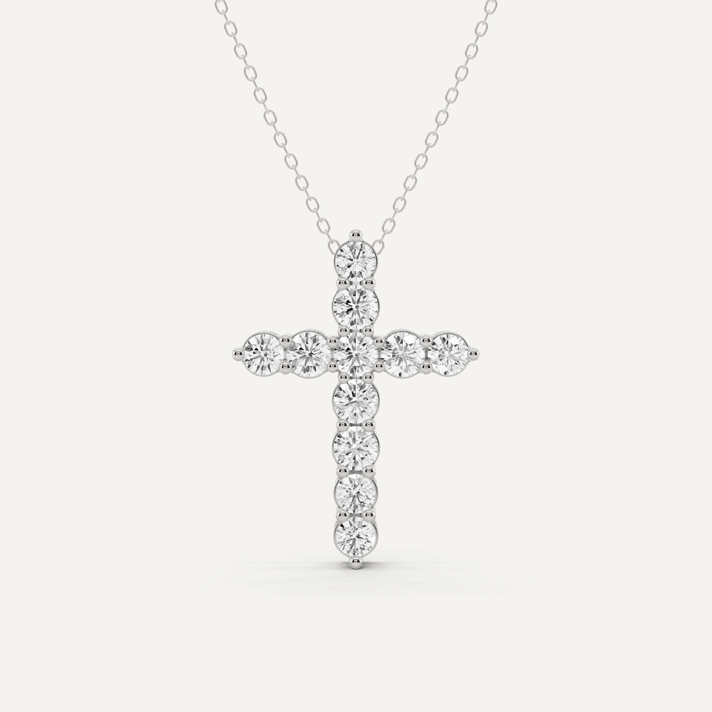 2 ctw Round Diamond Shared Prong Cross Pendant - Lotus Diamond