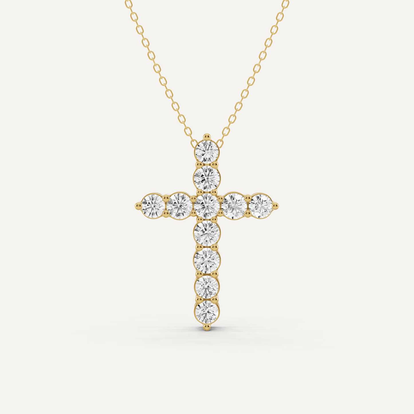 2 ctw Round Diamond Shared Prong Cross Pendant - Lotus Diamond