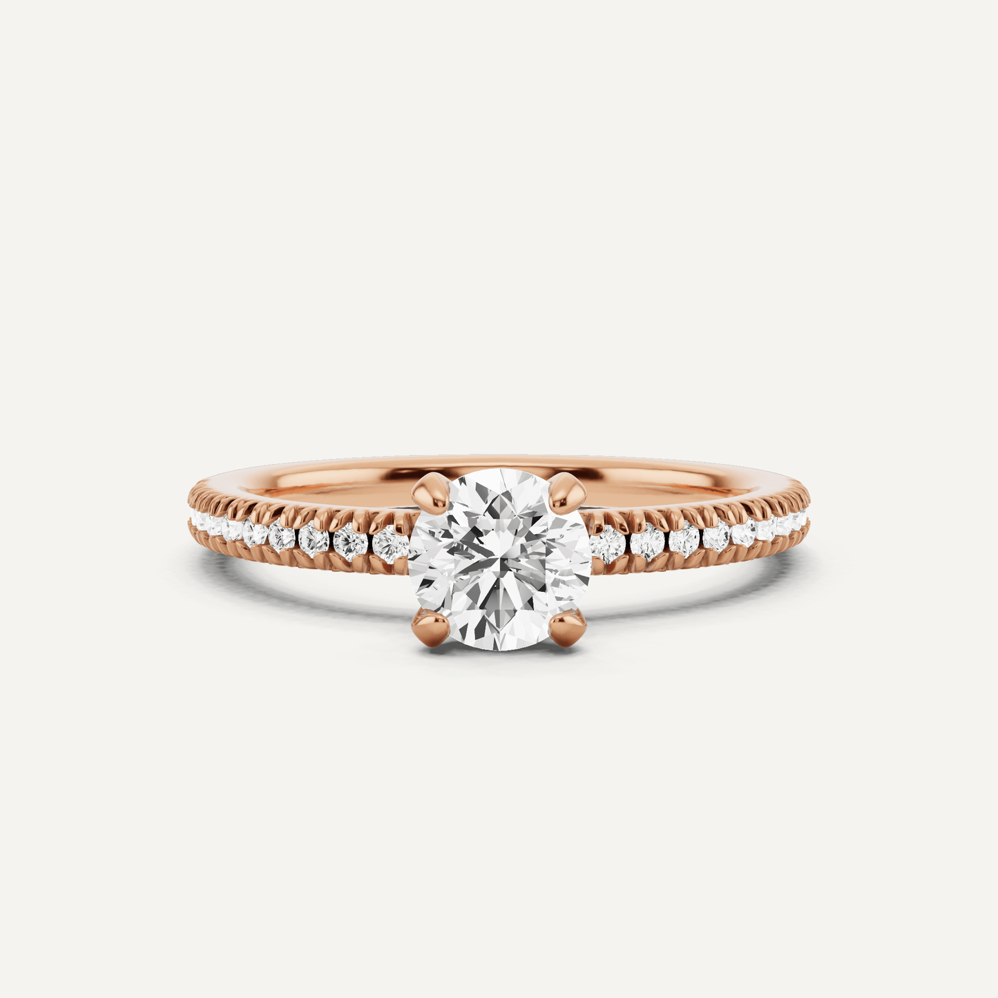 2/3 ctw Round Diamond Classic Pave Side Stone Engagement Ring - Lotus Diamond