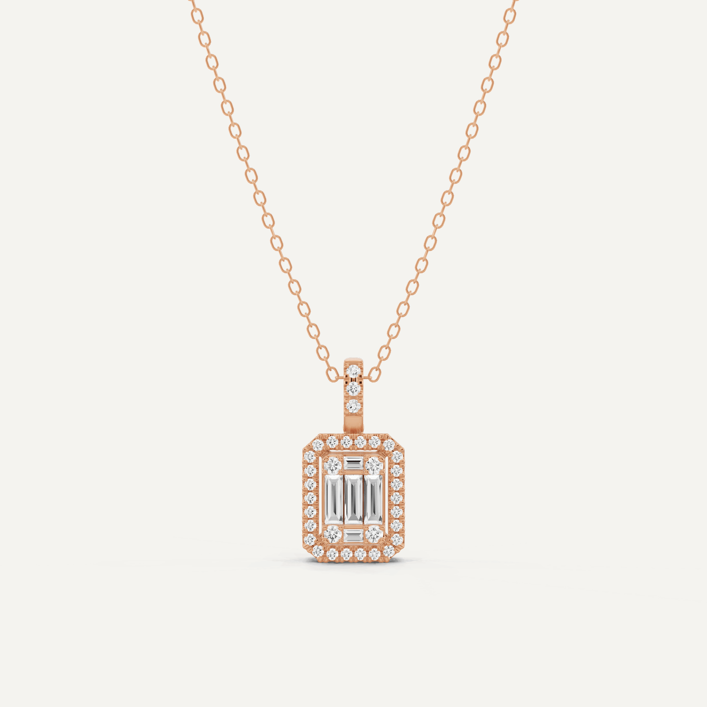 2/5 ctw Baguette Diamond Halo Fashion Pendant - Lotus Diamond