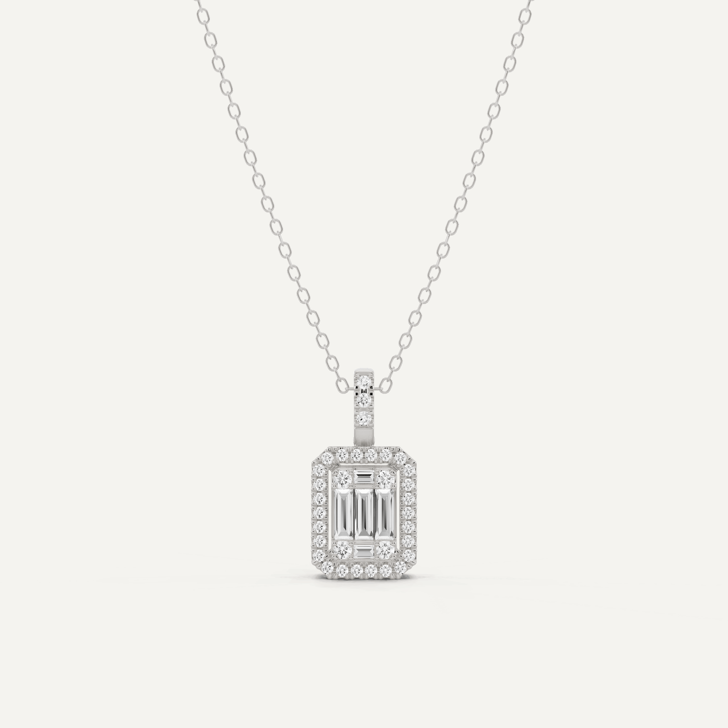 2/5 ctw Baguette Diamond Halo Fashion Pendant - Lotus Diamond