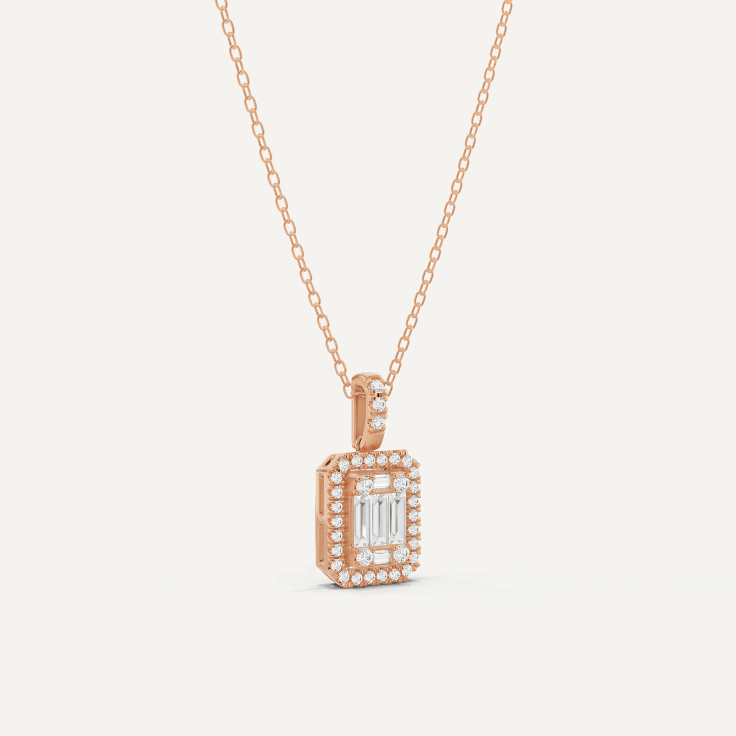 2/5 ctw Baguette Diamond Halo Fashion Pendant - Lotus Diamond