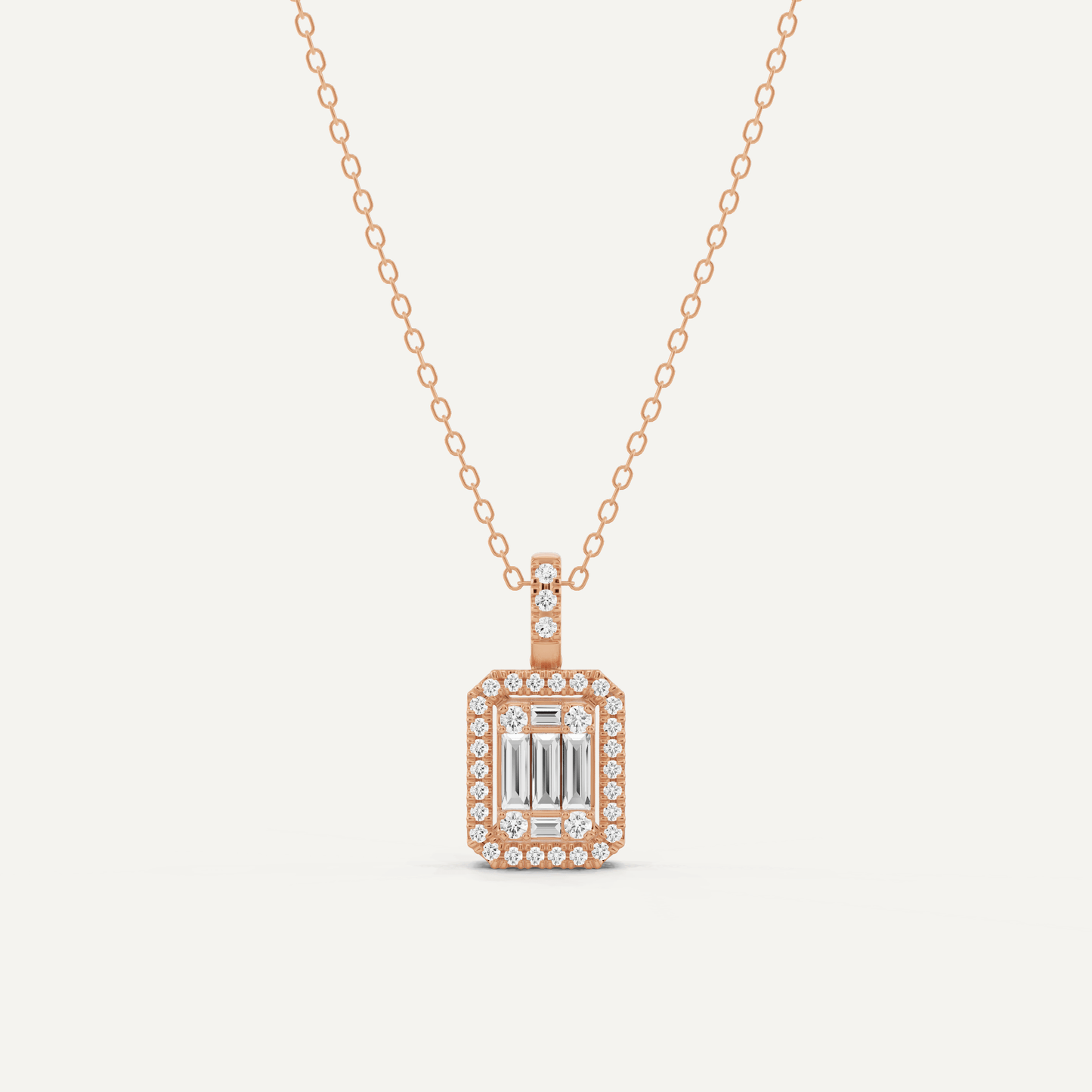 2/5 ctw Baguette Diamond Halo Fashion Pendant - Lotus Diamond