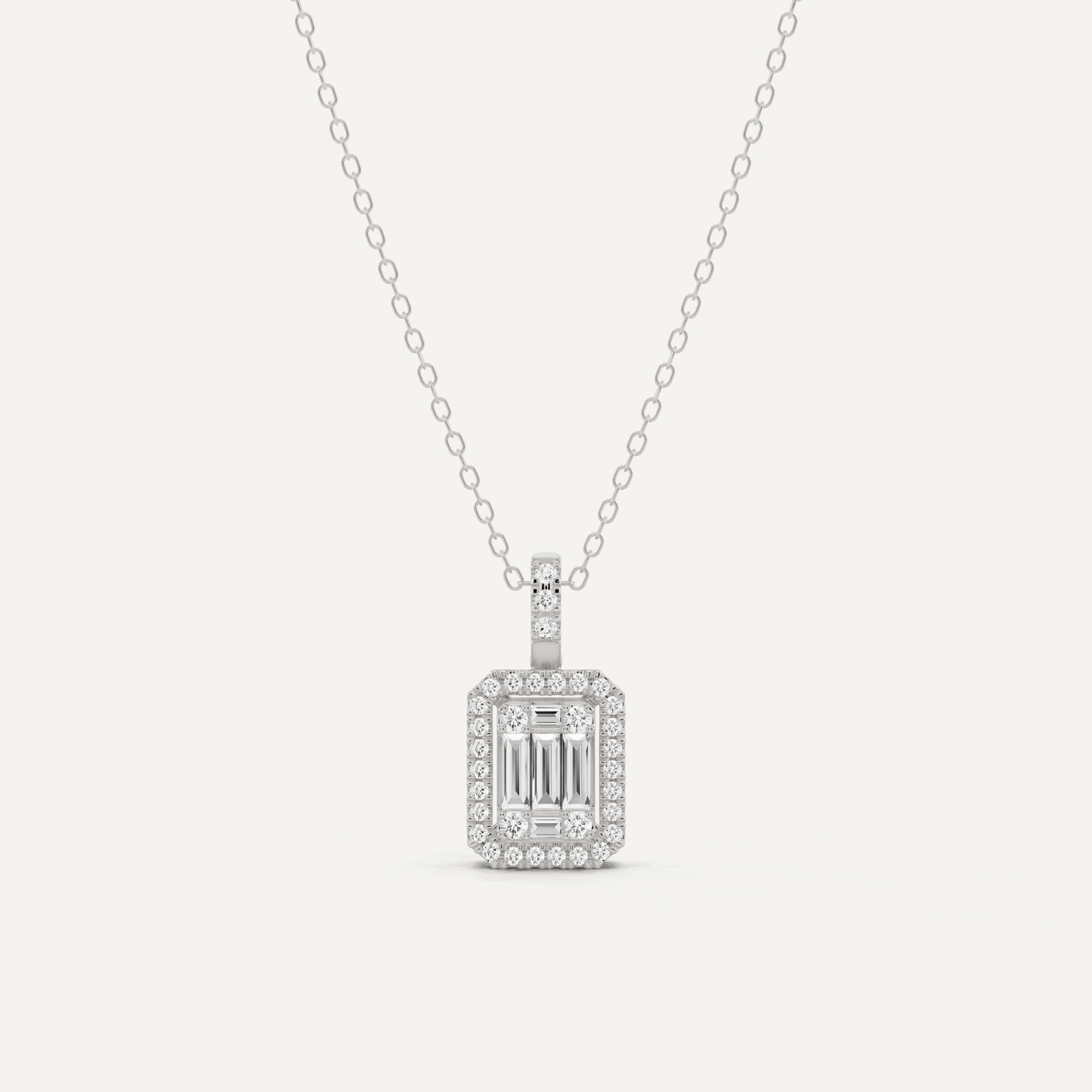 2/5 ctw Baguette Diamond Halo Fashion Pendant - Lotus Diamond