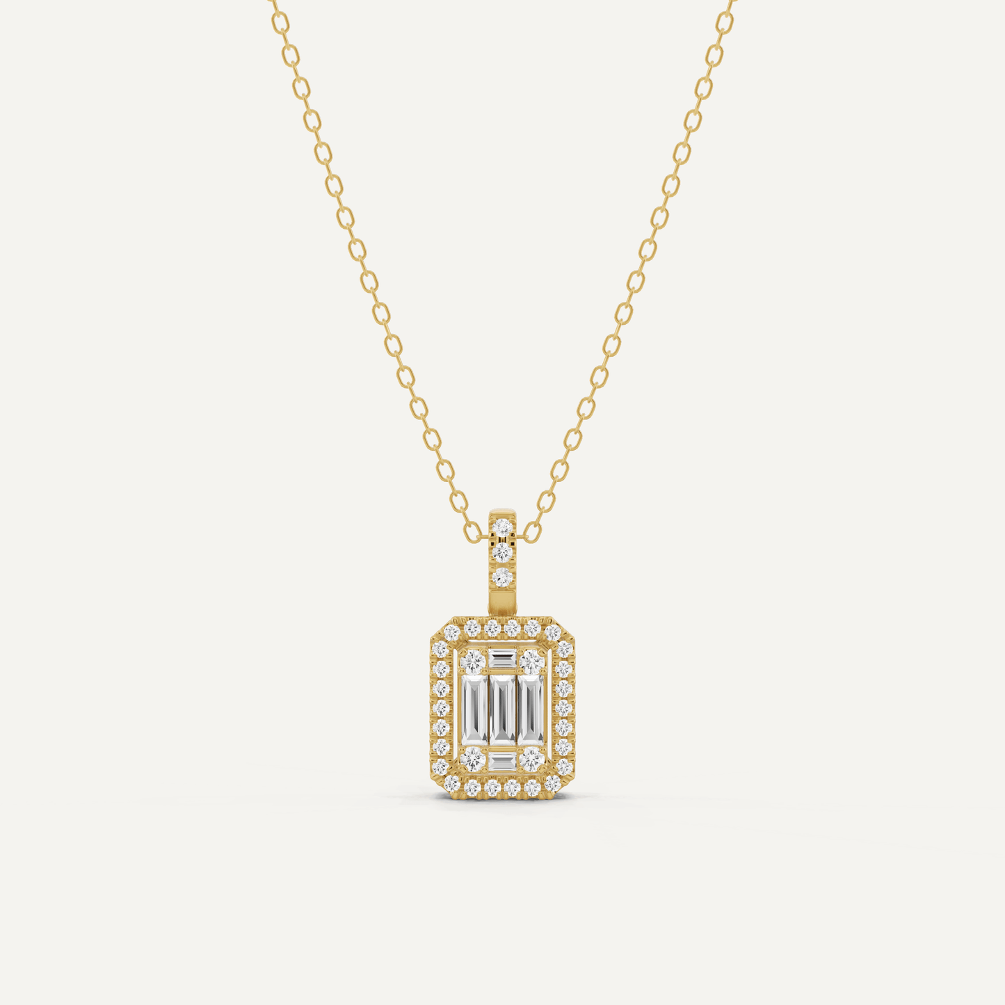 2/5 ctw Baguette Diamond Halo Fashion Pendant - Lotus Diamond