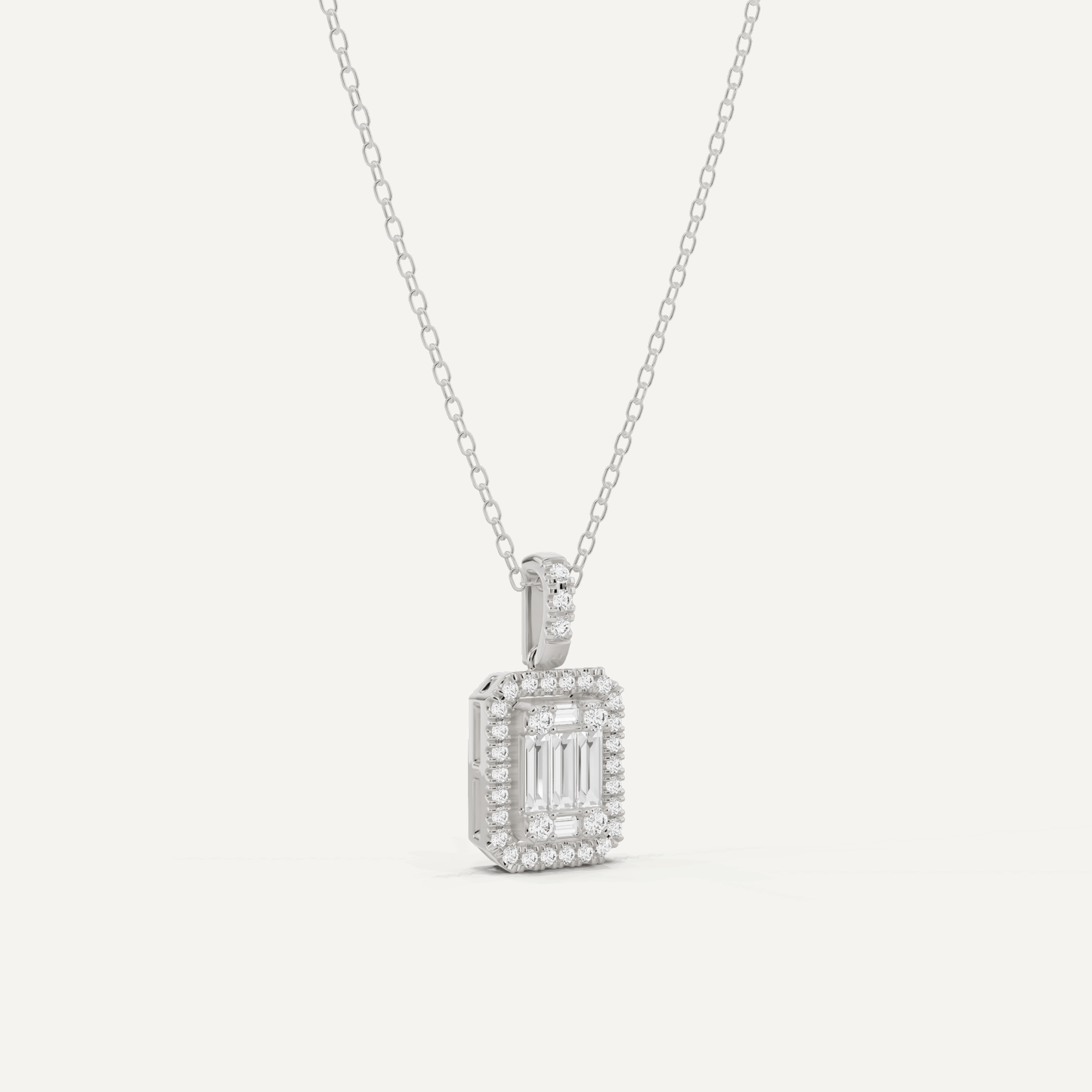 2/5 ctw Baguette Diamond Halo Fashion Pendant - Lotus Diamond