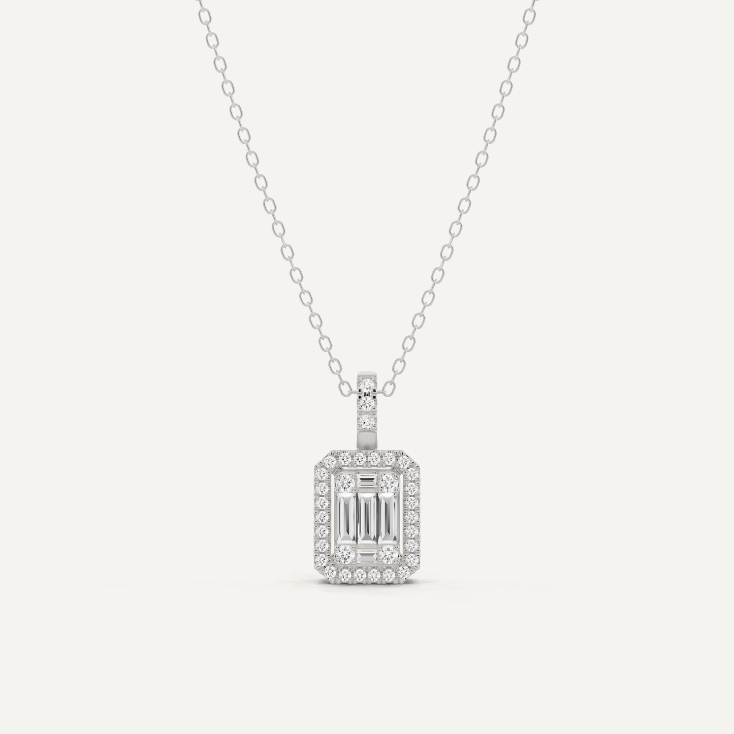 2/5 ctw Baguette Diamond Halo Fashion Pendant - Lotus Diamond