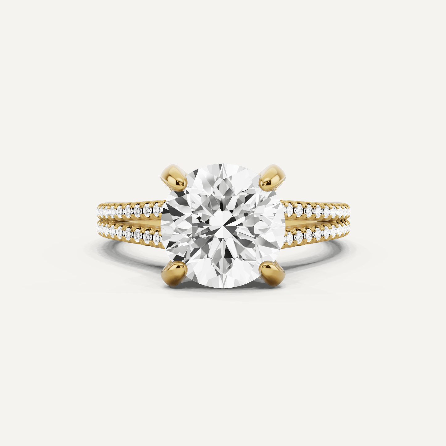 3 1/4 ctw Round Diamond Split Shank Hidden Halo Engagement Ring - Lotus Diamond
