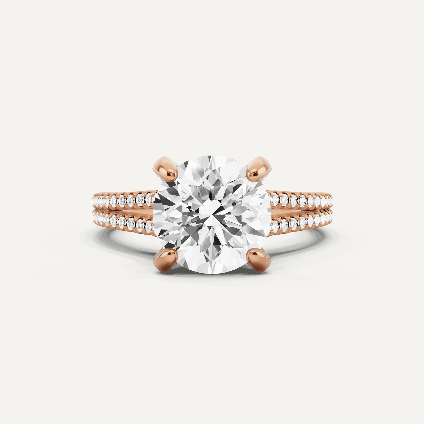 3 1/4 ctw Round Diamond Split Shank Hidden Halo Engagement Ring - Lotus Diamond