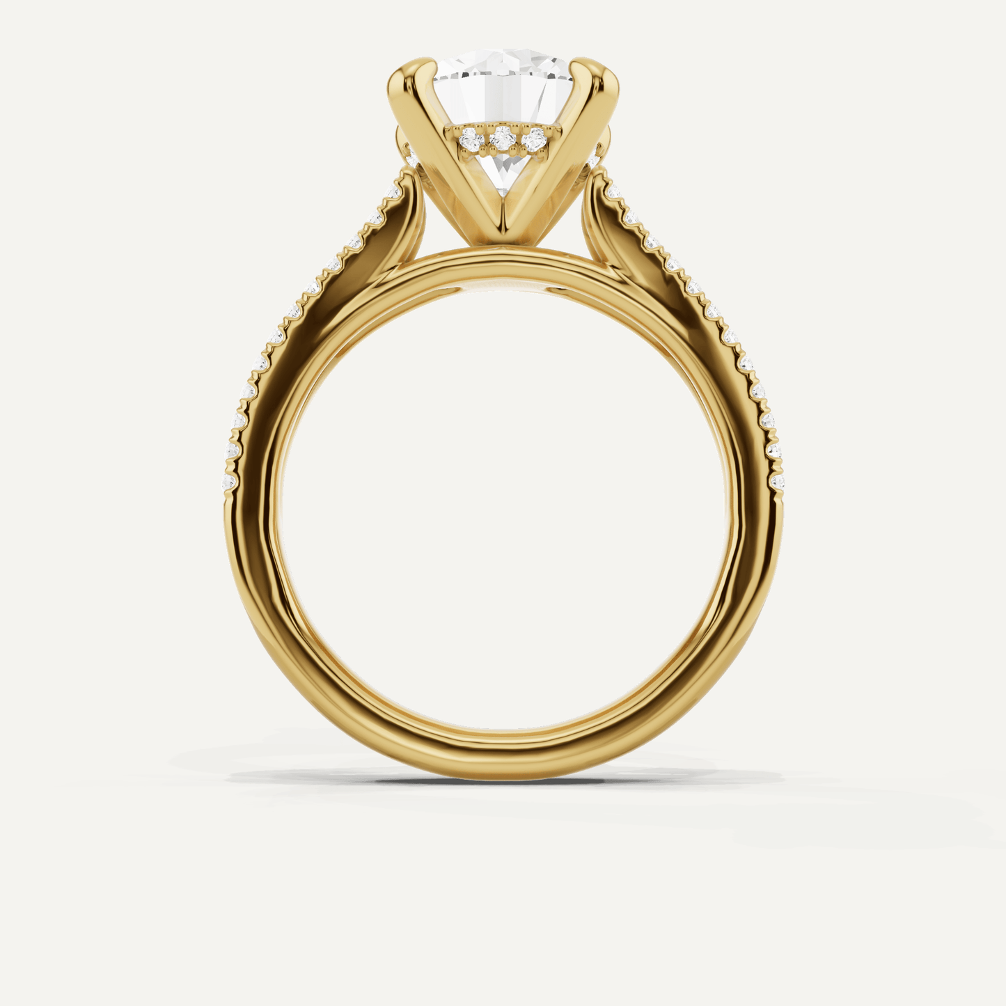 3 1/4 ctw Round Diamond Split Shank Hidden Halo Engagement Ring - Lotus Diamond