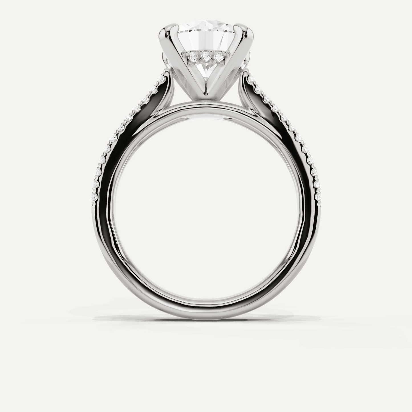 3 1/4 ctw Round Diamond Split Shank Hidden Halo Engagement Ring - Lotus Diamond